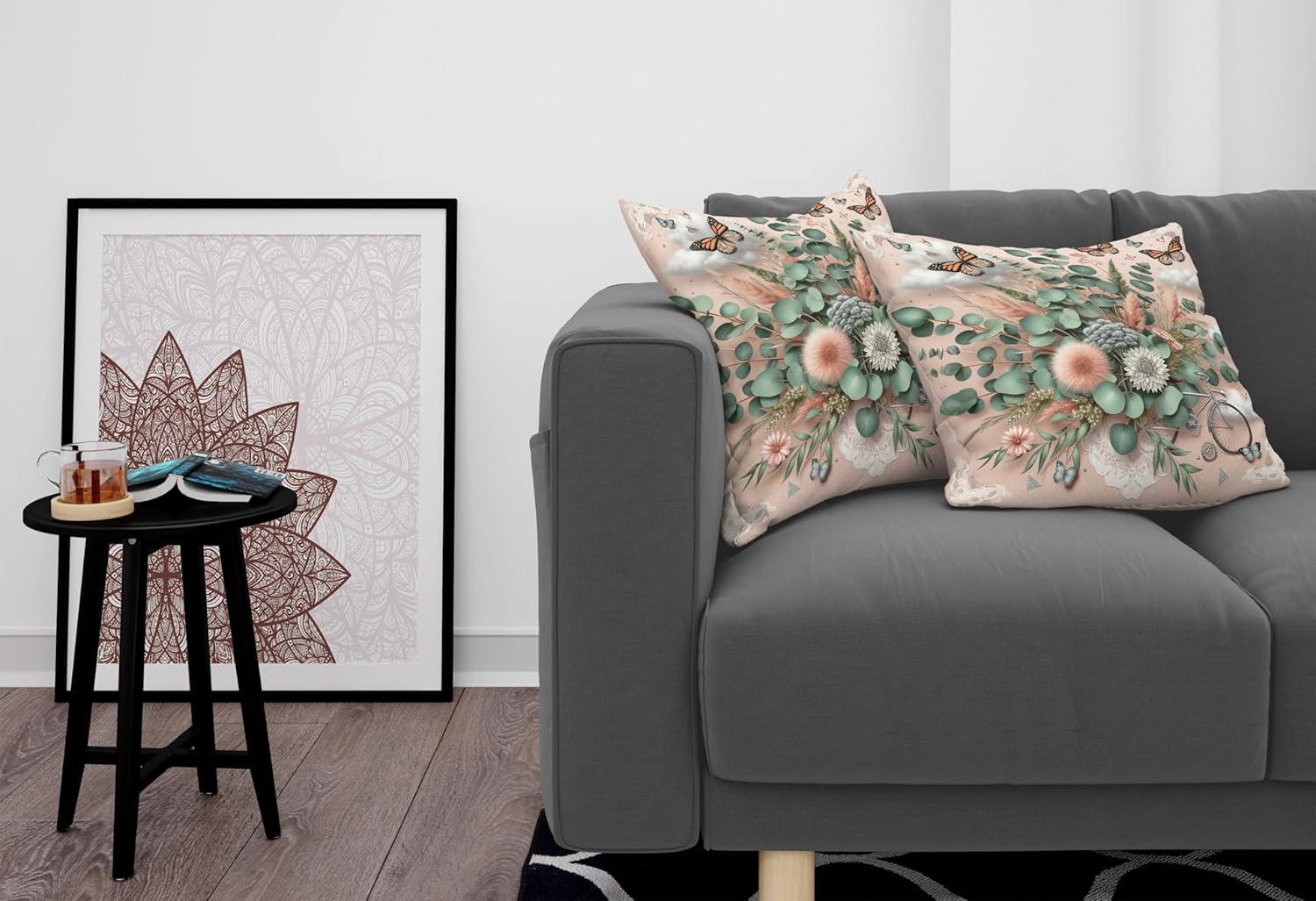 imageAmbesonne Eucalyptus Leaves Decorative Throw Pillow Case Pack of 2 Gloomy Love of Nature on Neutral Watercolor Art Background Couch Bedroom Living Room Cushion Cover 20quot Mustard and Reseda GreenPale Rose Laurel Green