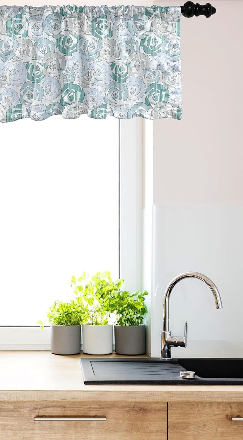 imageAmbesonne Neutral Color Window Valance Pack of 2 Spring Daisy Blossom Branches Summer Petals Season Pattern Rod Pocket Curtain Valances for Kitchen Bedroom 54quot X 12quot Marigold White and Pale GreyPale Blue Pale Teal