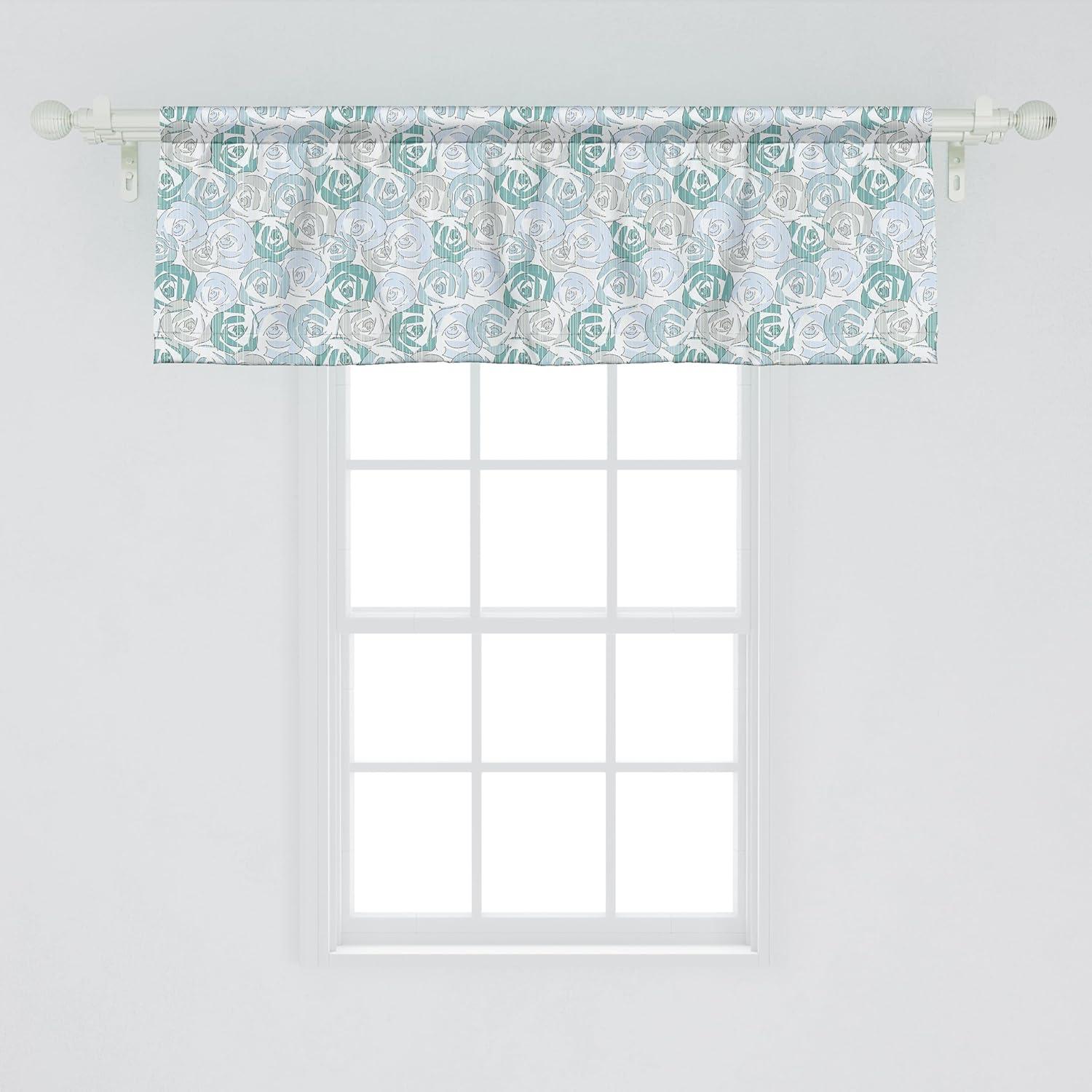 imageAmbesonne Neutral Color Window Valance Pack of 2 Spring Daisy Blossom Branches Summer Petals Season Pattern Rod Pocket Curtain Valances for Kitchen Bedroom 54quot X 12quot Marigold White and Pale GreyPale Blue Pale Teal