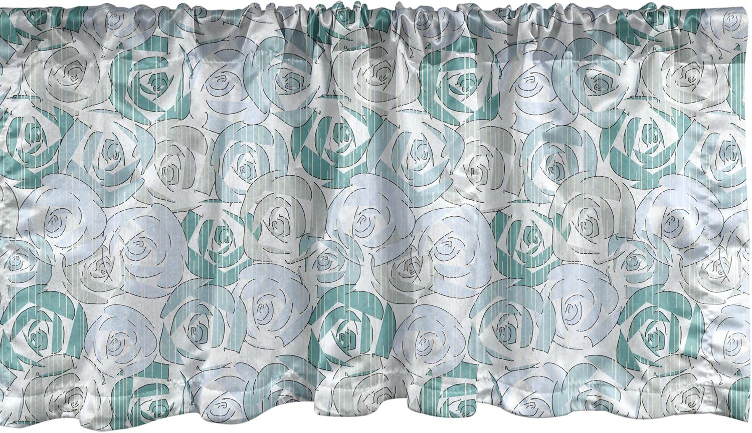 imageAmbesonne Neutral Color Window Valance Pack of 2 Spring Daisy Blossom Branches Summer Petals Season Pattern Rod Pocket Curtain Valances for Kitchen Bedroom 54quot X 12quot Marigold White and Pale GreyPale Blue Pale Teal