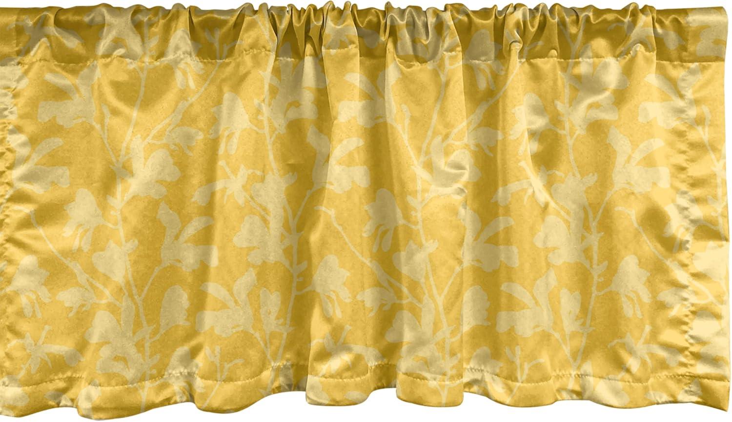 imageAmbesonne Neutral Color Window Valance Pack of 2 Spring Daisy Blossom Branches Summer Petals Season Pattern Rod Pocket Curtain Valances for Kitchen Bedroom 54quot X 12quot Marigold White and Pale GreyMustard Pastel Yellow