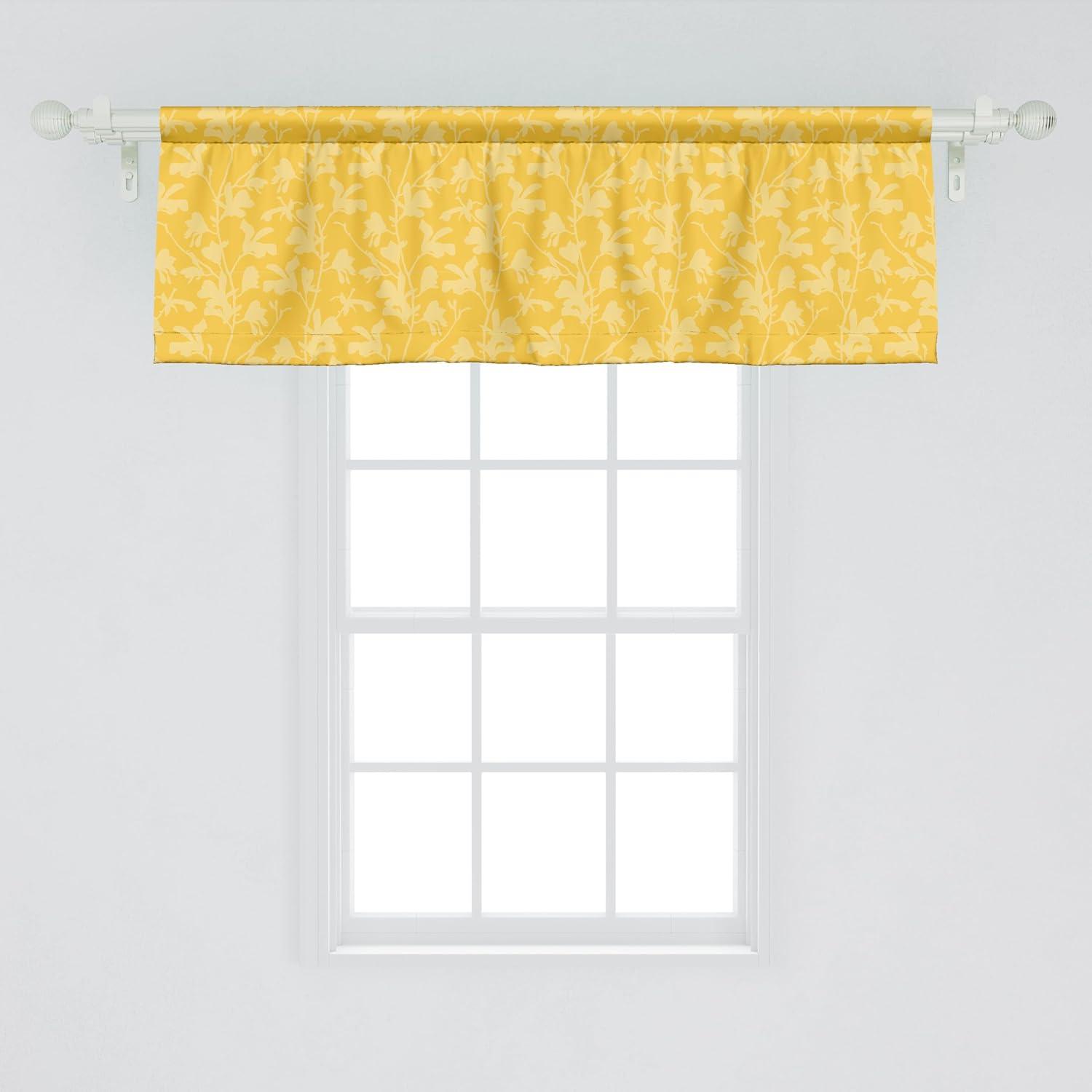 imageAmbesonne Neutral Color Window Valance Pack of 2 Spring Daisy Blossom Branches Summer Petals Season Pattern Rod Pocket Curtain Valances for Kitchen Bedroom 54quot X 12quot Marigold White and Pale GreyMustard Pastel Yellow
