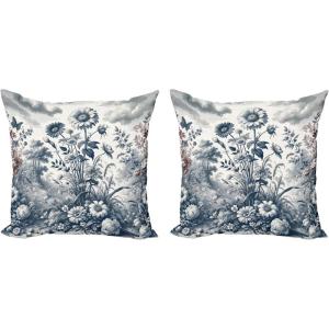 Ambesonne Eucalyptus Leaves Decorative Throw Pillow Case Pack of 2, Gloomy Love of Nature on Neutral Watercolor Art Background, Couch Bedroom Living Room Cushion Cover, 20″, Mustard and Reseda Green(Slate Blue and Burgundy)