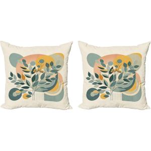 Ambesonne Eucalyptus Leaves Decorative Throw Pillow Case Pack of 2, Gloomy Love of Nature on Neutral Watercolor Art Background, Couch Bedroom Living Room Cushion Cover, 20″, Mustard and Reseda Green(Orange Dark Sea Green)