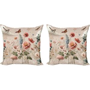 Ambesonne Eucalyptus Leaves Decorative Throw Pillow Case Pack of 2, Gloomy Love of Nature on Neutral Watercolor Art Background, Couch Bedroom Living Room Cushion Cover, 20″, Mustard and Reseda Green(Rose Warm Taupe Green)