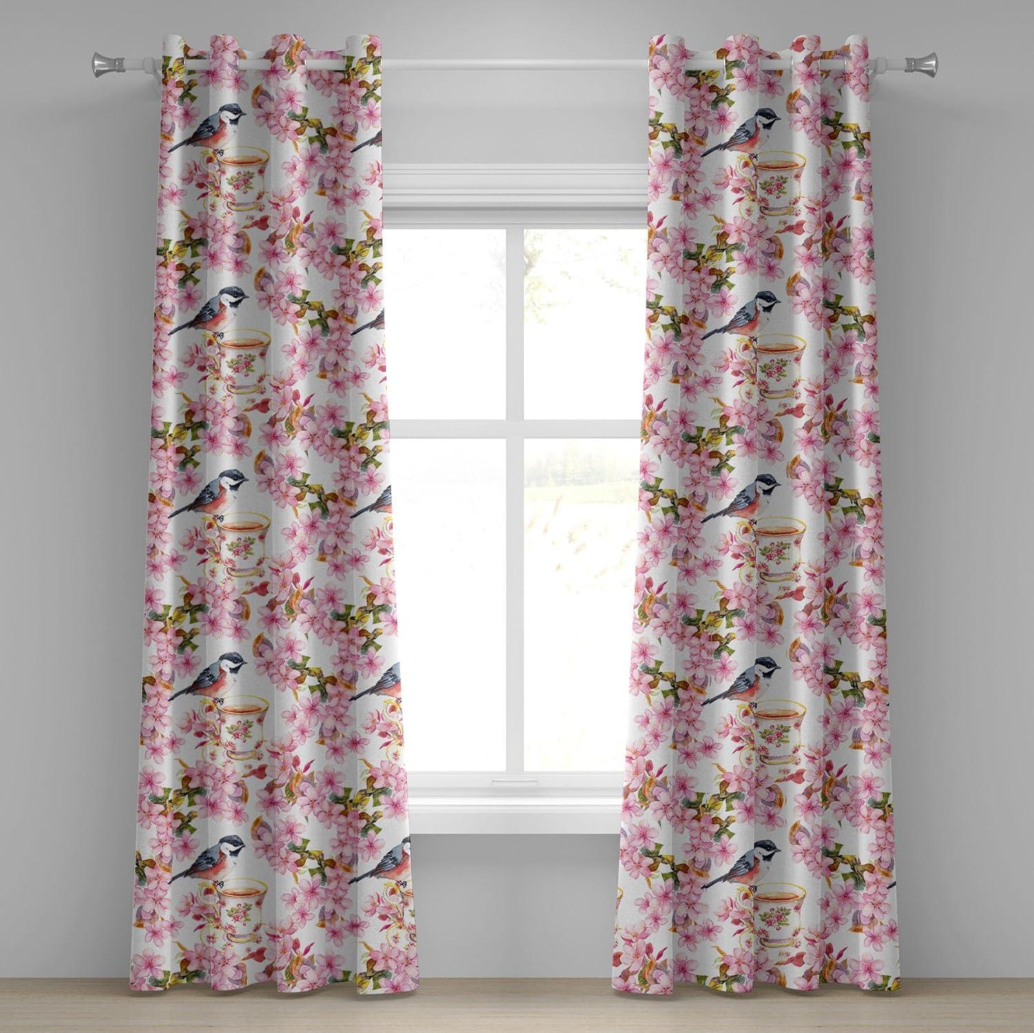 imageAmbesonne Abstract Grommet Curtain Grungy and Quirky Branch Like Jumble Ornaments Modern Neutral Tones Pattern Decorative 2Panel Window Drapes for Bedroom Living Room 50quot x 84quot Ivory and DimgrayOff White Pale Pink
