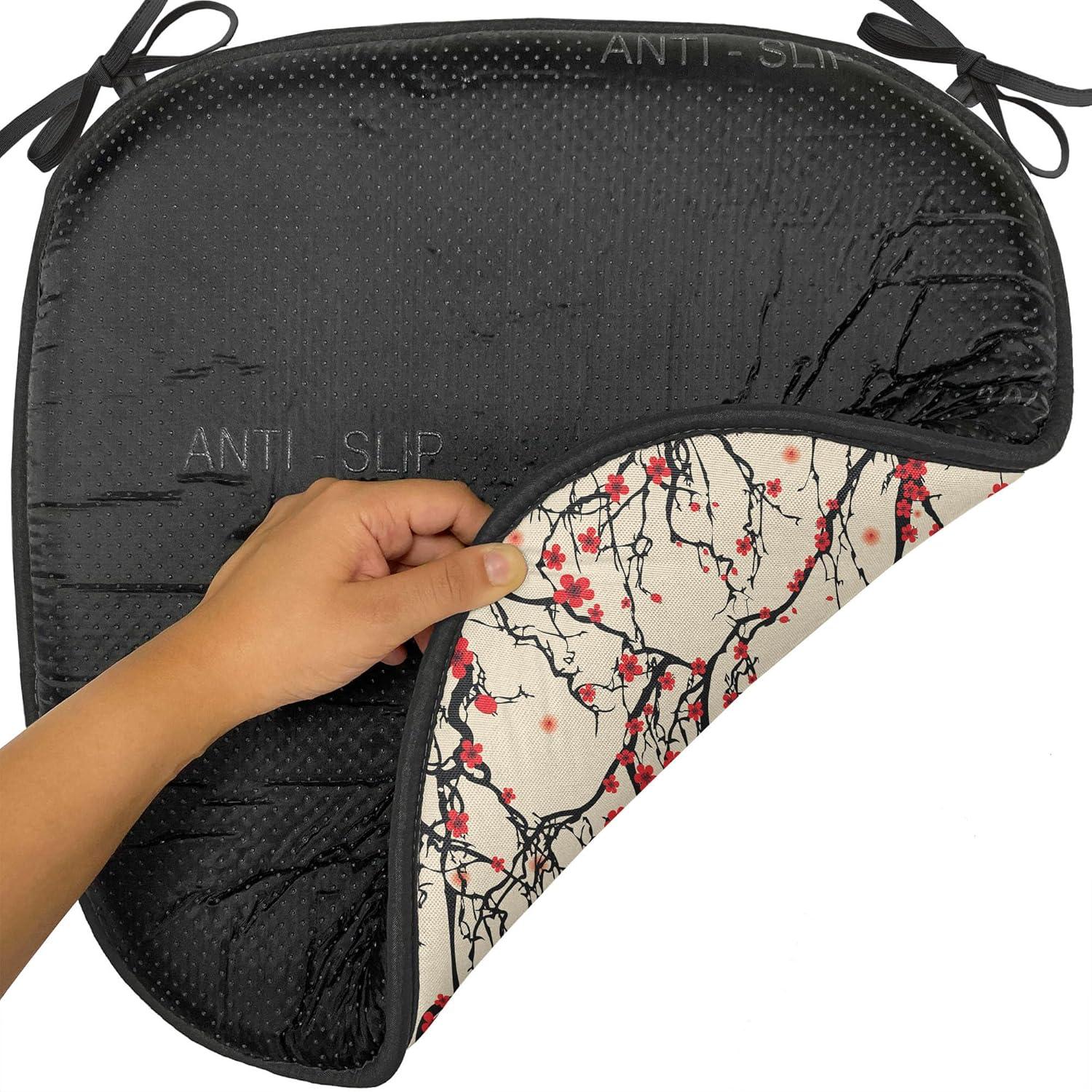 imageAmbesonne Black and White Chair Seating Cushion Set of 4 Vintage Floral Pattern Victorian Classic Royal Inspired New Modern Art AntiSlip Seat Padding for Kitchen ampamp Patio 16quotx16quot White and BlackBeige Scarlet Black