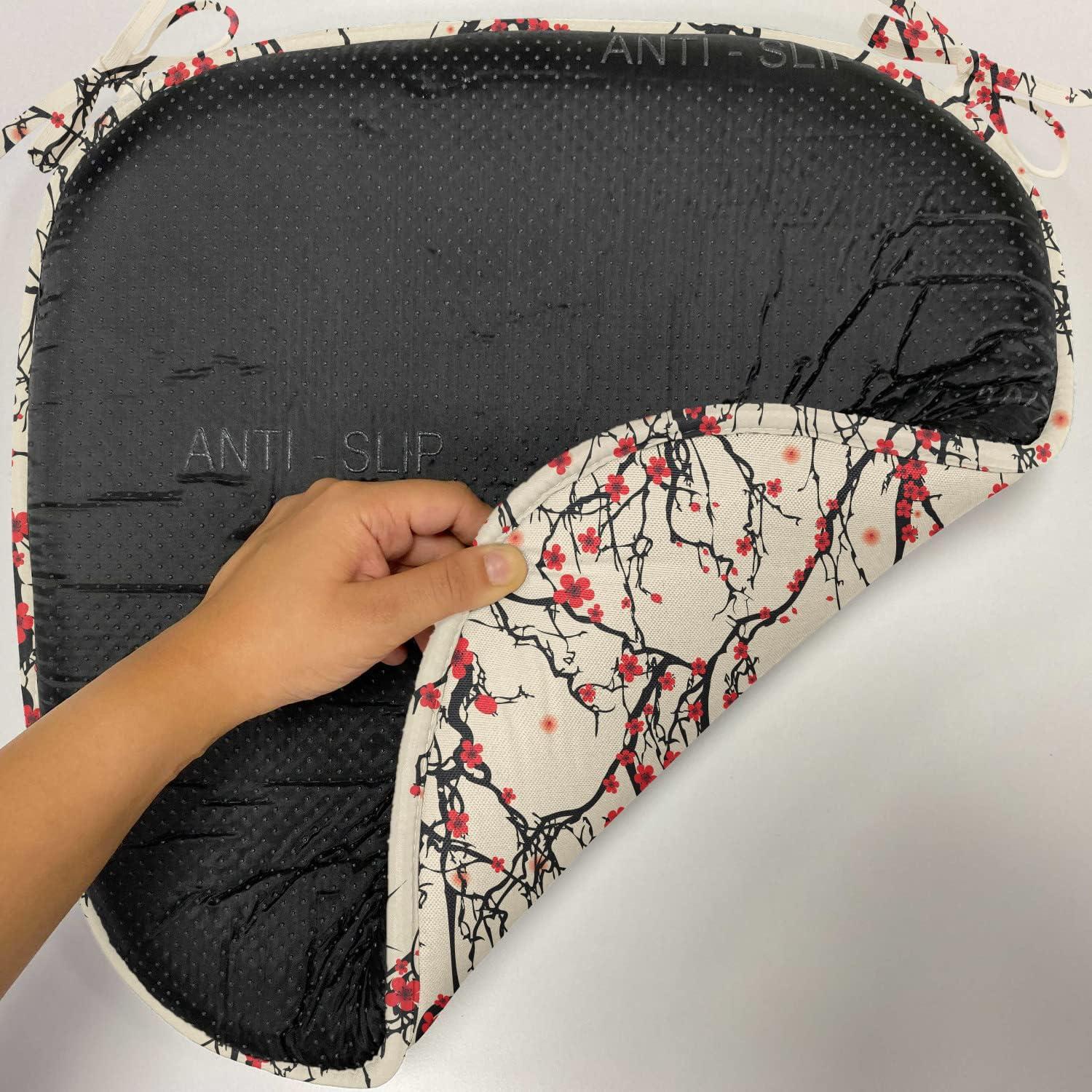 imageAmbesonne Black and White Chair Seating Cushion Set of 4 Vintage Floral Pattern Victorian Classic Royal Inspired New Modern Art AntiSlip Seat Padding for Kitchen ampamp Patio 16quotx16quot White and BlackBeige Scarlet Black