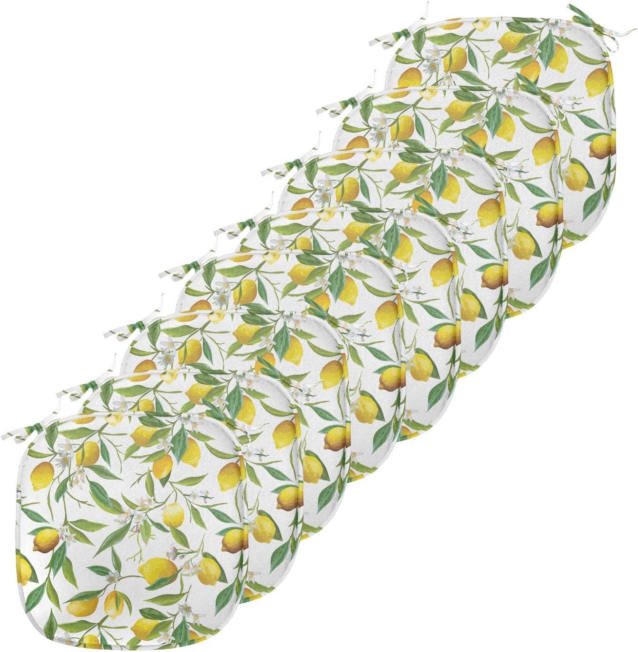 imageAmbesonne Black and White Chair Seating Cushion Set of 4 Vintage Floral Pattern Victorian Classic Royal Inspired New Modern Art AntiSlip Seat Padding for Kitchen ampamp Patio 16quotx16quot White and BlackFern Green Yellow White