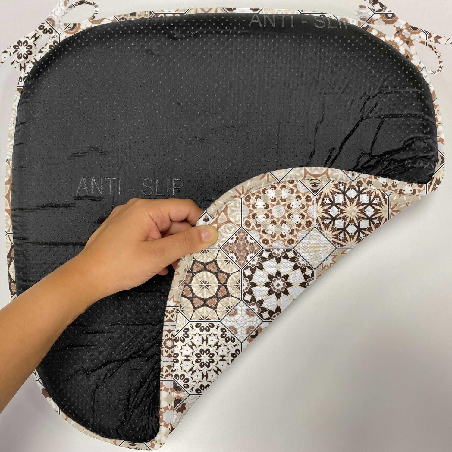 imageAmbesonne Black and White Chair Seating Cushion Set of 4 Vintage Floral Pattern Victorian Classic Royal Inspired New Modern Art AntiSlip Seat Padding for Kitchen ampamp Patio 16quotx16quot White and BlackDark Brown Pale Brown