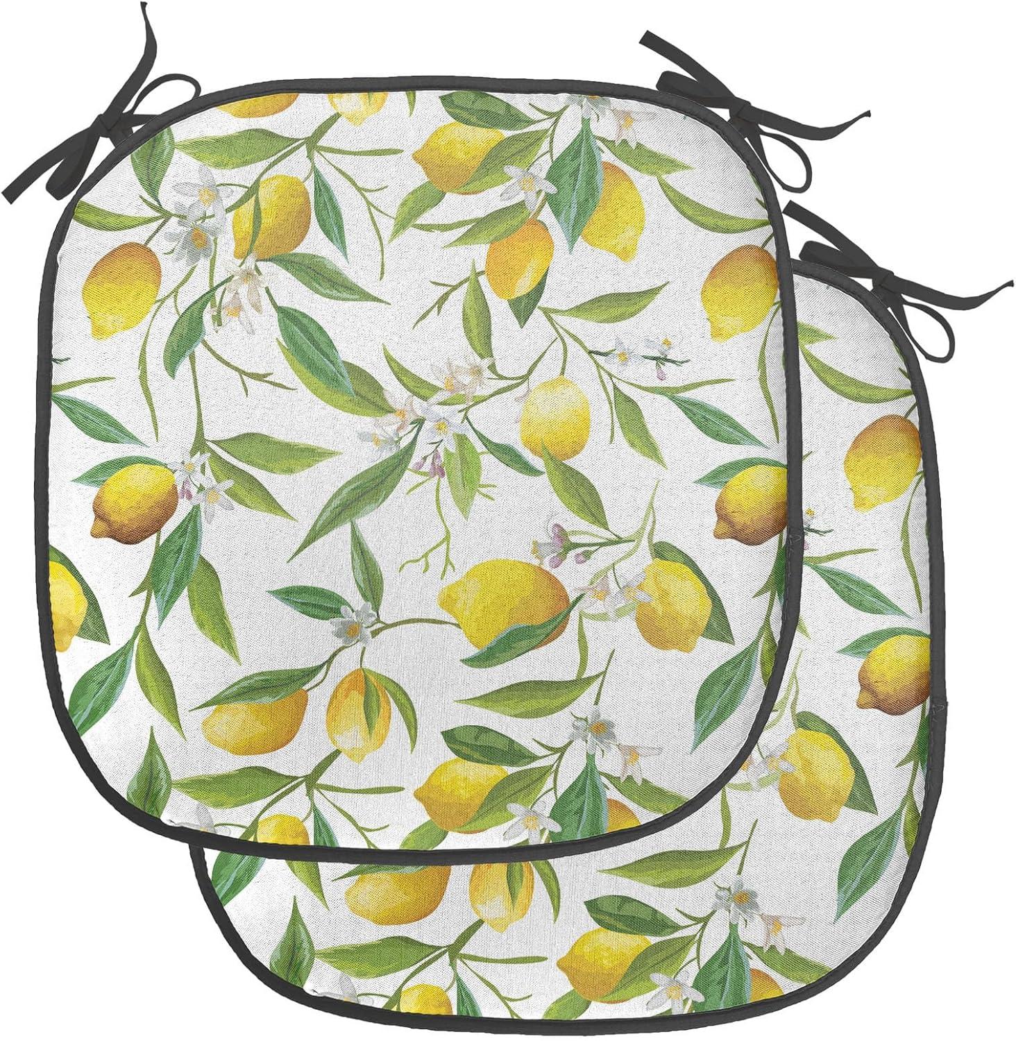 imageAmbesonne Black and White Chair Seating Cushion Set of 4 Vintage Floral Pattern Victorian Classic Royal Inspired New Modern Art AntiSlip Seat Padding for Kitchen ampamp Patio 16quotx16quot White and BlackFern Green Yellow White