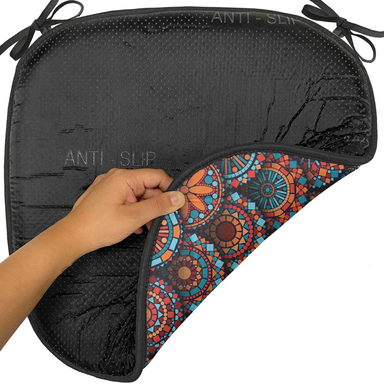 imageAmbesonne Black and White Chair Seating Cushion Set of 4 Vintage Floral Pattern Victorian Classic Royal Inspired New Modern Art AntiSlip Seat Padding for Kitchen ampamp Patio 16quotx16quot White and BlackAqua Orange Ruby