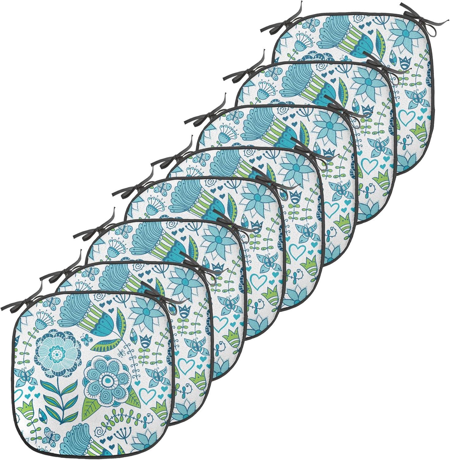 imageAmbesonne Black and White Chair Seating Cushion Set of 4 Vintage Floral Pattern Victorian Classic Royal Inspired New Modern Art AntiSlip Seat Padding for Kitchen ampamp Patio 16quotx16quot White and BlackBlue Apple Green White