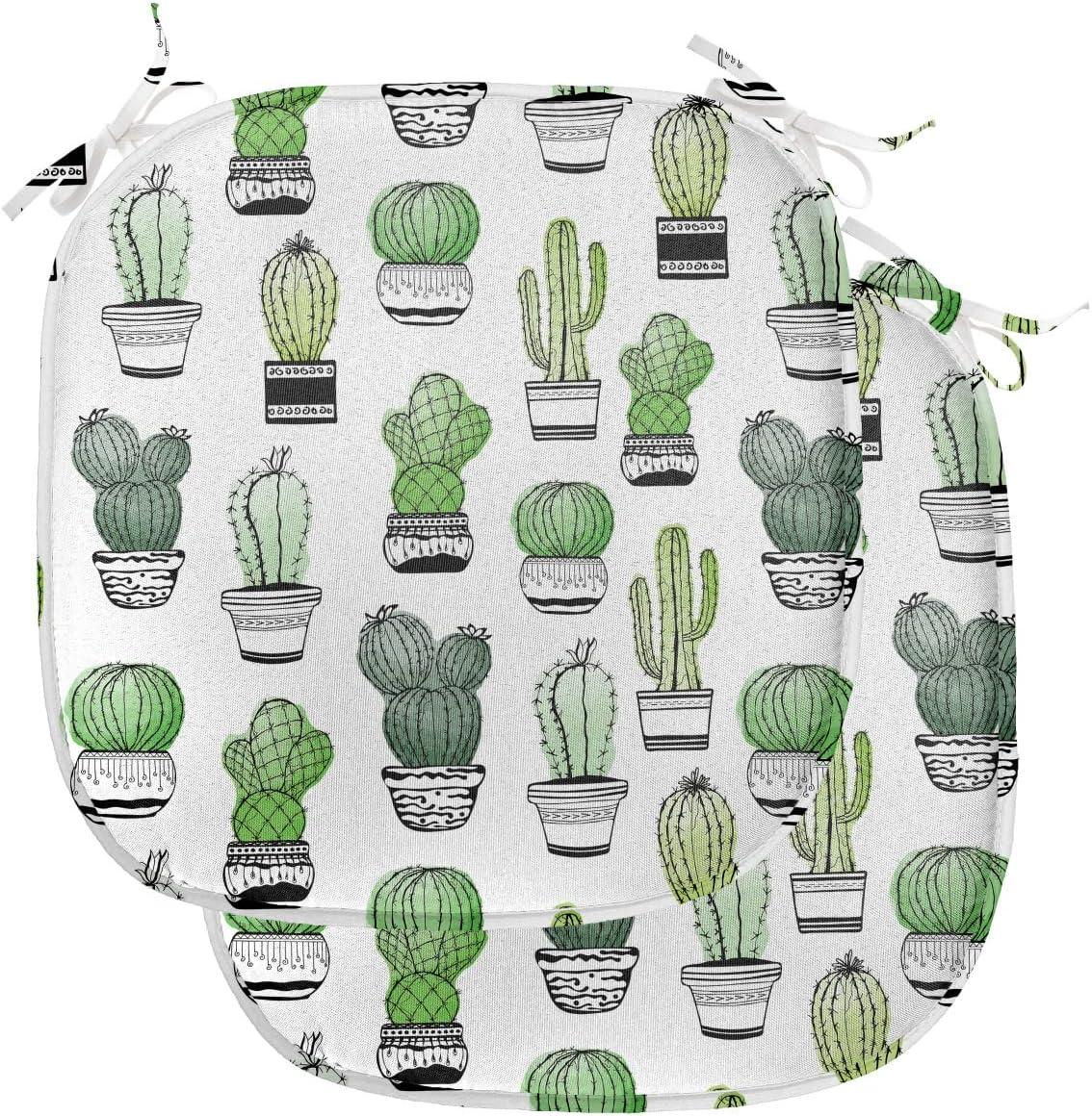 imageAmbesonne Black and White Chair Seating Cushion Set of 4 Vintage Floral Pattern Victorian Classic Royal Inspired New Modern Art AntiSlip Seat Padding for Kitchen ampamp Patio 16quotx16quot White and BlackGreen Black White