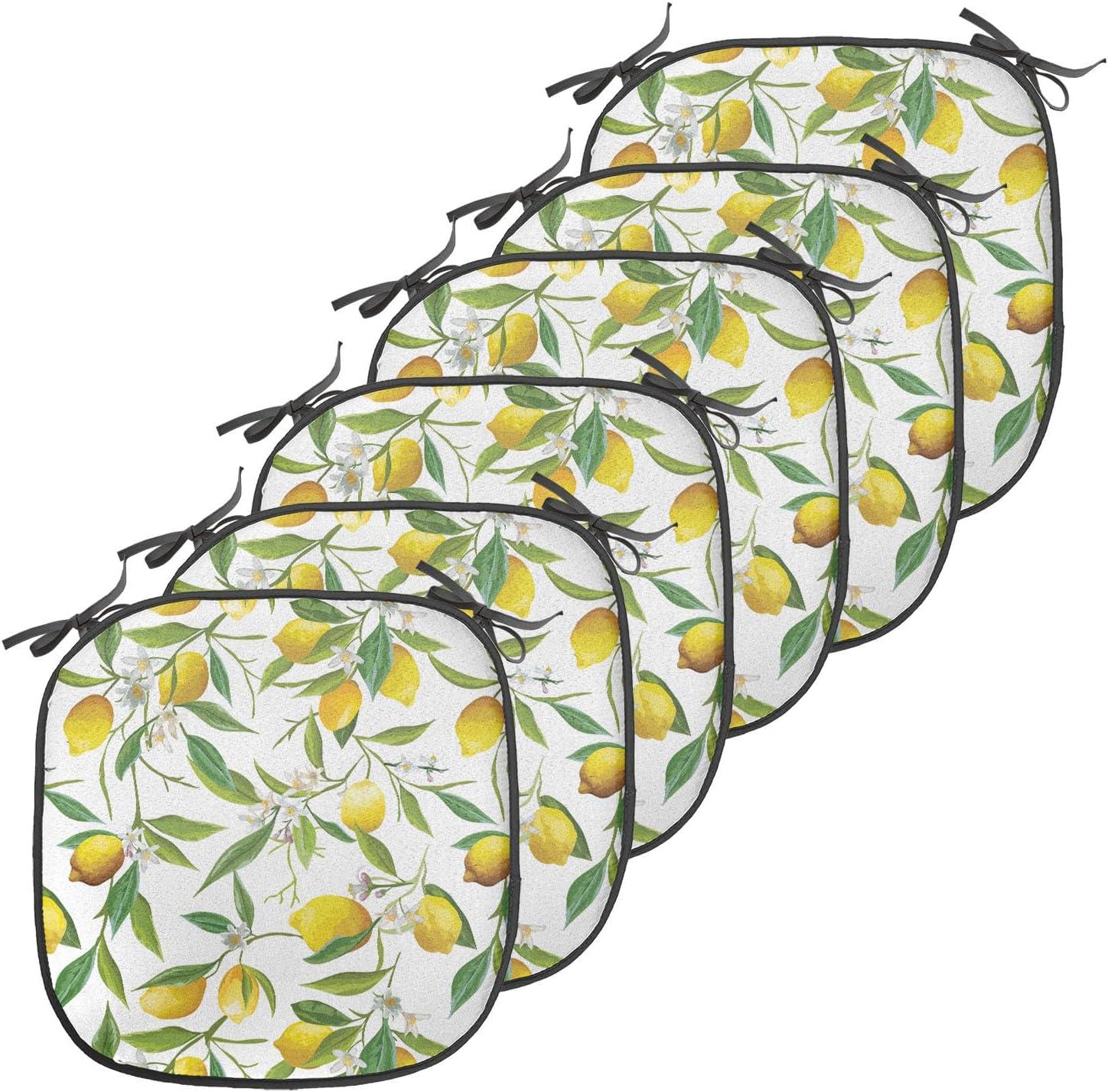 imageAmbesonne Black and White Chair Seating Cushion Set of 4 Vintage Floral Pattern Victorian Classic Royal Inspired New Modern Art AntiSlip Seat Padding for Kitchen ampamp Patio 16quotx16quot White and BlackFern Green Yellow White