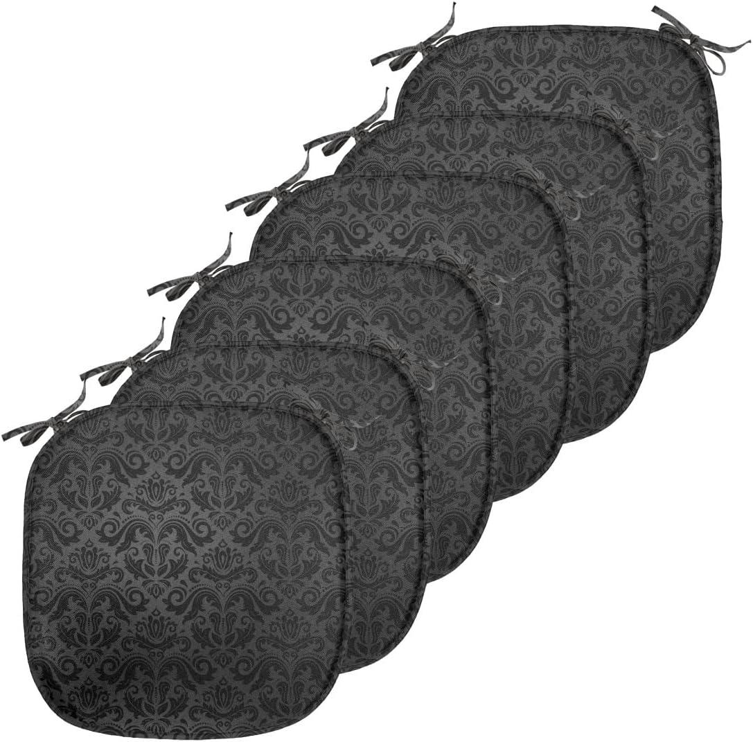 imageAmbesonne Black and White Chair Seating Cushion Set of 4 Vintage Floral Pattern Victorian Classic Royal Inspired New Modern Art AntiSlip Seat Padding for Kitchen ampamp Patio 16quotx16quot White and BlackBlack Grey