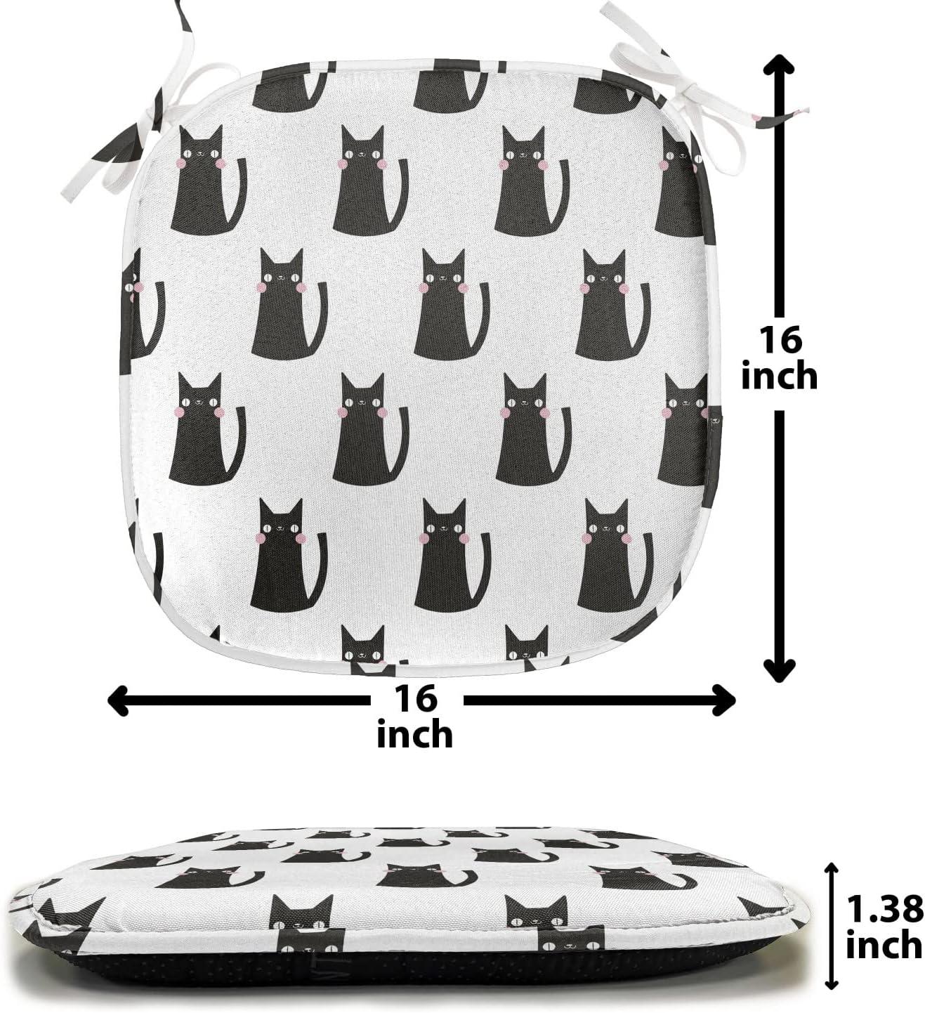 imageAmbesonne Black and White Chair Seating Cushion Set of 4 Vintage Floral Pattern Victorian Classic Royal Inspired New Modern Art AntiSlip Seat Padding for Kitchen ampamp Patio 16quotx16quot White and BlackCharcoal Grey Pale Pink