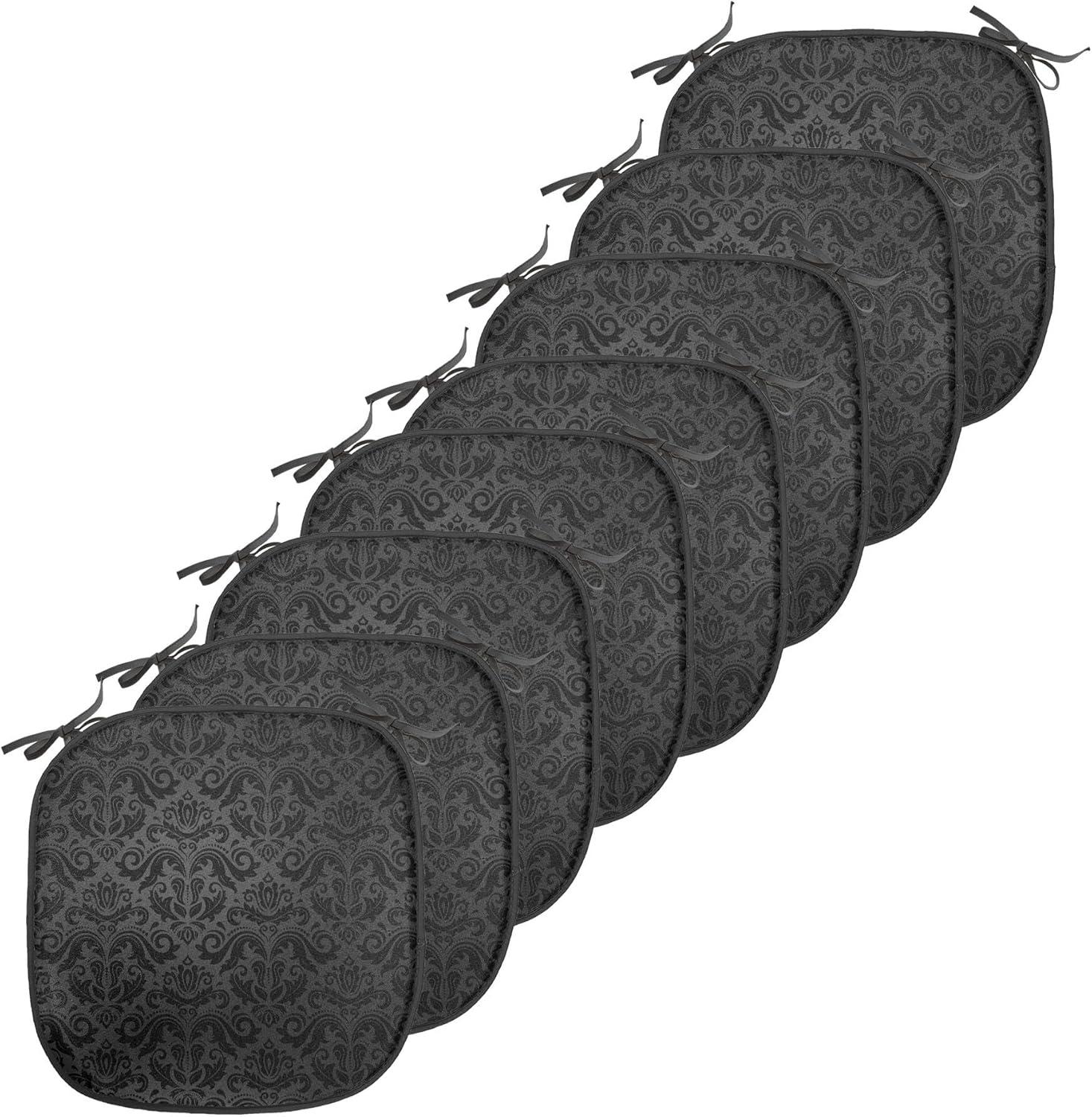 imageAmbesonne Black and White Chair Seating Cushion Set of 4 Vintage Floral Pattern Victorian Classic Royal Inspired New Modern Art AntiSlip Seat Padding for Kitchen ampamp Patio 16quotx16quot White and BlackBlack Grey