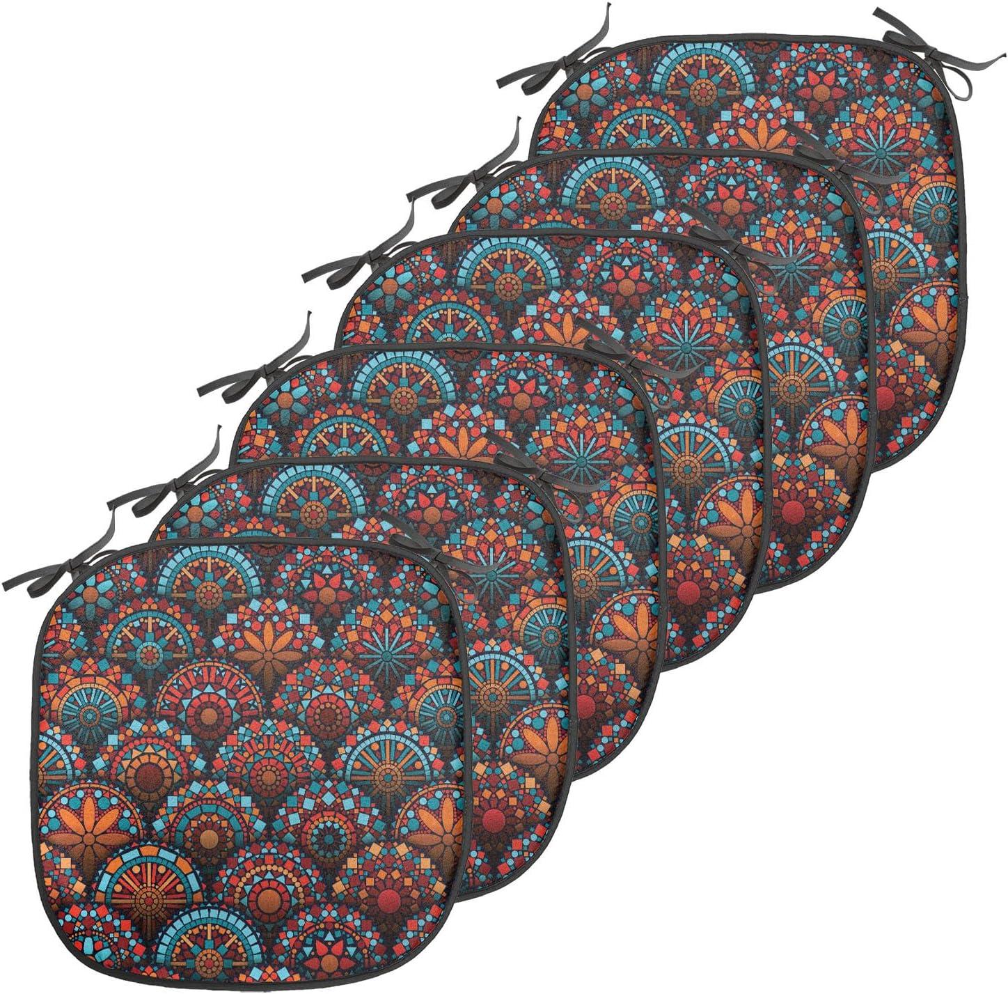 imageAmbesonne Black and White Chair Seating Cushion Set of 4 Vintage Floral Pattern Victorian Classic Royal Inspired New Modern Art AntiSlip Seat Padding for Kitchen ampamp Patio 16quotx16quot White and BlackAqua Orange Ruby