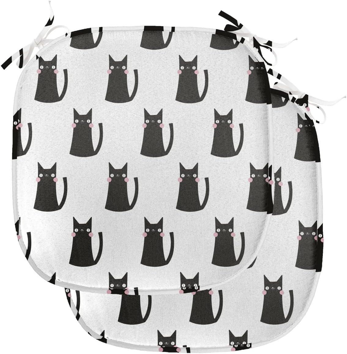 imageAmbesonne Black and White Chair Seating Cushion Set of 4 Vintage Floral Pattern Victorian Classic Royal Inspired New Modern Art AntiSlip Seat Padding for Kitchen ampamp Patio 16quotx16quot White and BlackCharcoal Grey Pale Pink