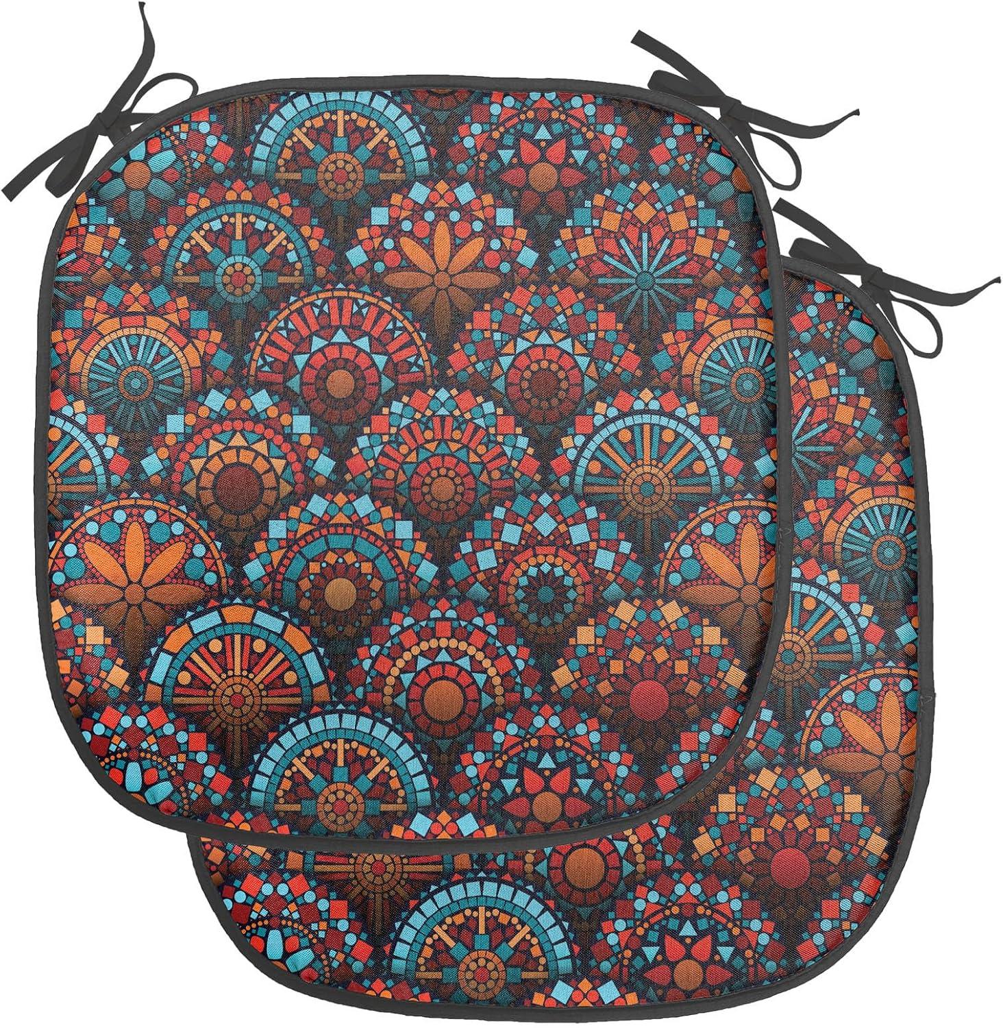 imageAmbesonne Black and White Chair Seating Cushion Set of 4 Vintage Floral Pattern Victorian Classic Royal Inspired New Modern Art AntiSlip Seat Padding for Kitchen ampamp Patio 16quotx16quot White and BlackAqua Orange Ruby
