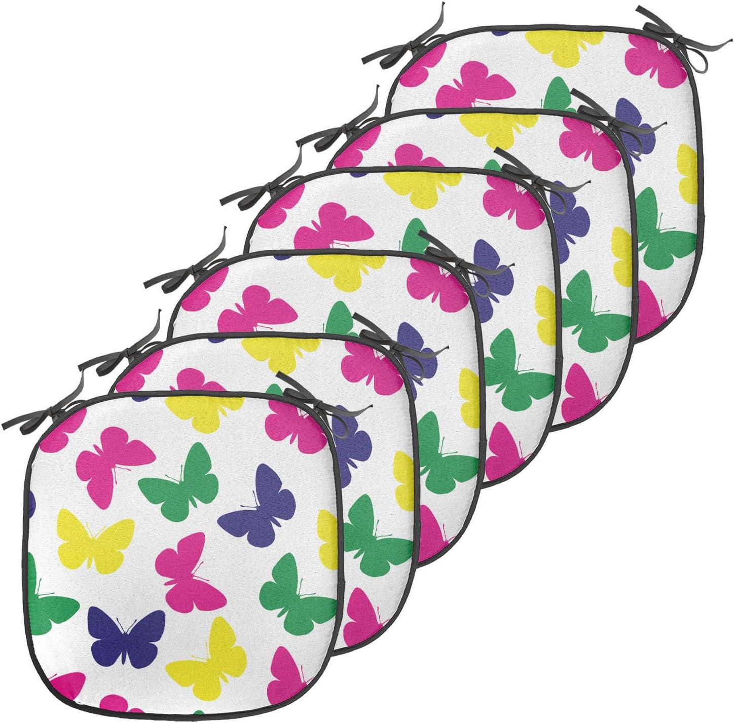 imageAmbesonne Black and White Chair Seating Cushion Set of 4 Vintage Floral Pattern Victorian Classic Royal Inspired New Modern Art AntiSlip Seat Padding for Kitchen ampamp Patio 16quotx16quot White and BlackDark Blue Yellow