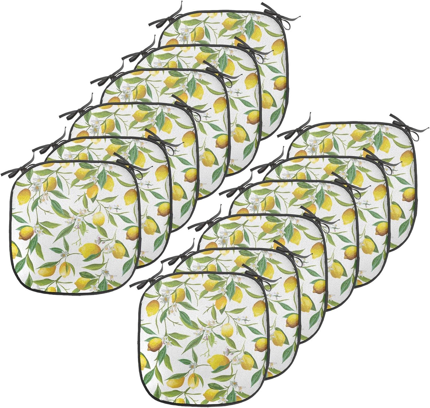 imageAmbesonne Black and White Chair Seating Cushion Set of 4 Vintage Floral Pattern Victorian Classic Royal Inspired New Modern Art AntiSlip Seat Padding for Kitchen ampamp Patio 16quotx16quot White and BlackFern Green Yellow White