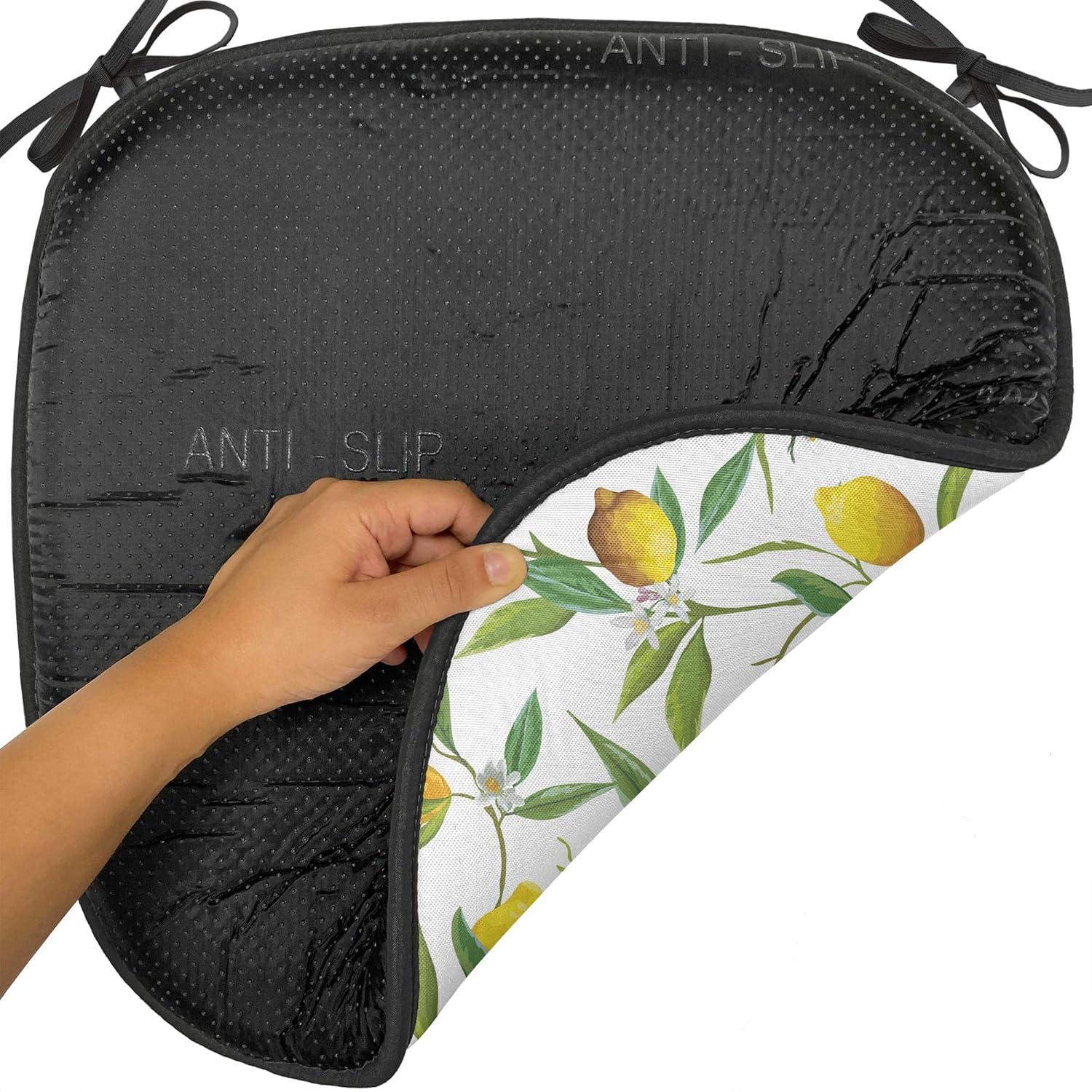 imageAmbesonne Black and White Chair Seating Cushion Set of 4 Vintage Floral Pattern Victorian Classic Royal Inspired New Modern Art AntiSlip Seat Padding for Kitchen ampamp Patio 16quotx16quot White and BlackFern Green Yellow White