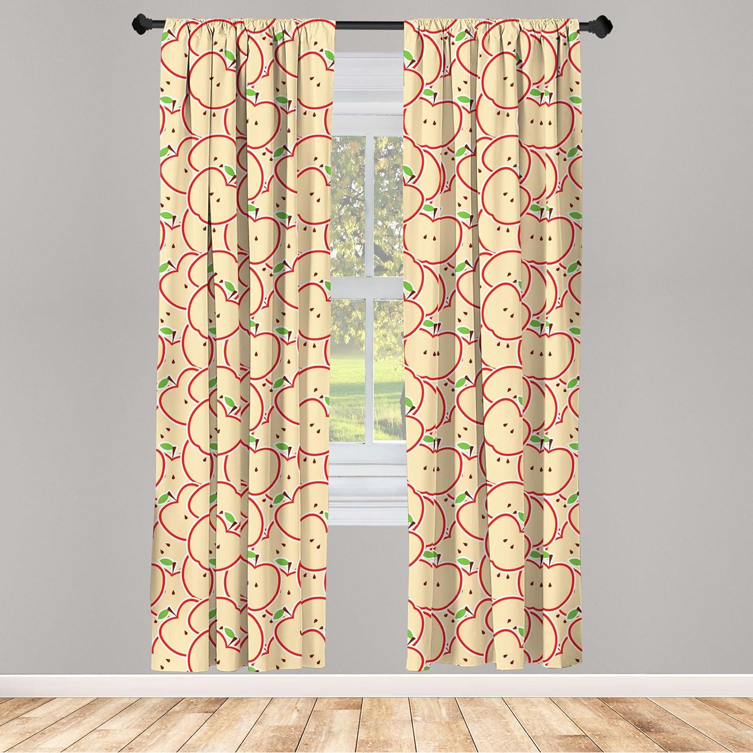 imageAmbesonne Boho Curtains Simplistic Ethnic Look Botanical Ornaments as Stripes Neutral Tones Window Treatments 2 Panel Set for Living Room Bedroom Pair of 28quot x 84quot Pale Khaki and Laurel GreenApple Green Beige and Red