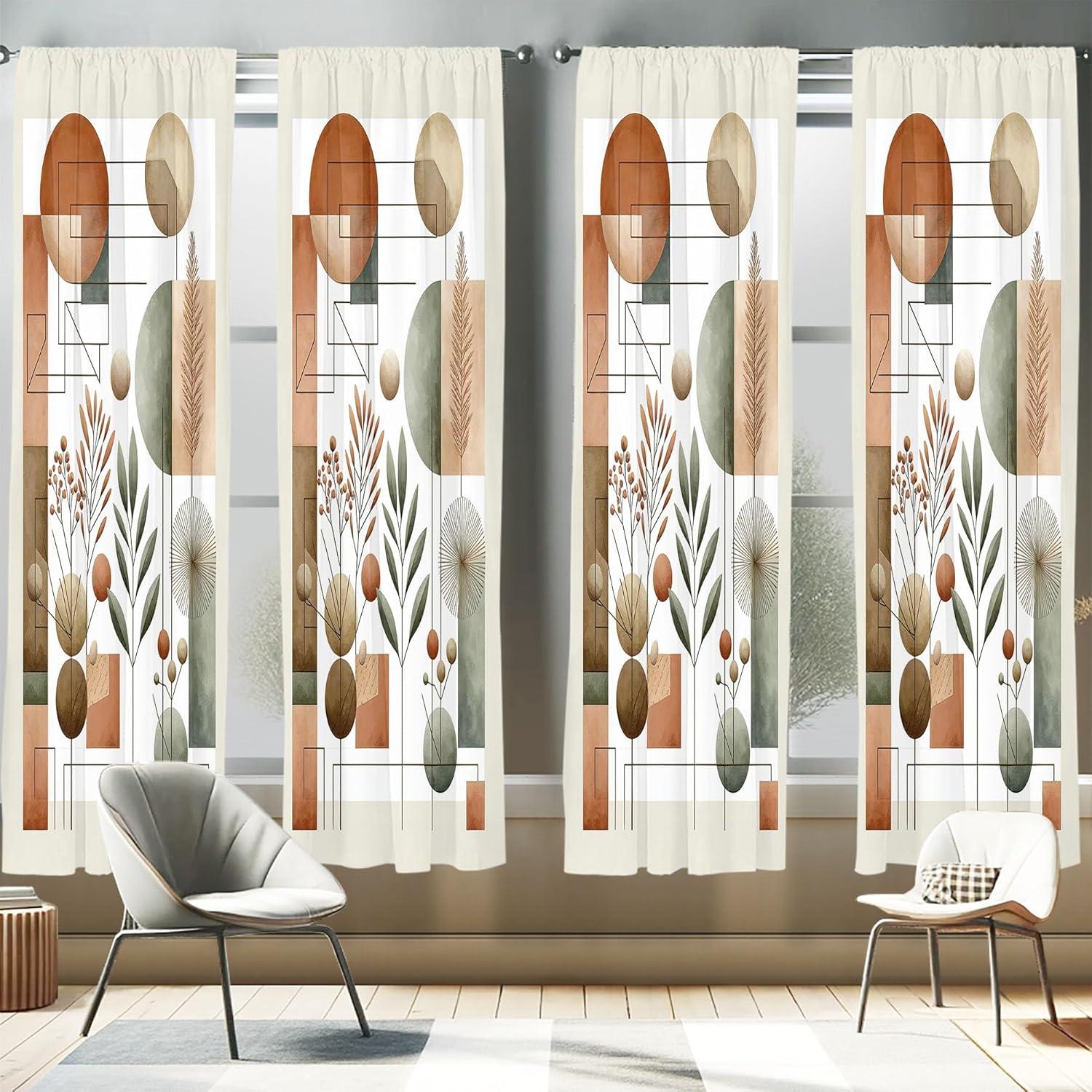imageAmbesonne Boho Curtains Simplistic Ethnic Look Botanical Ornaments as Stripes Neutral Tones Window Treatments 2 Panel Set for Living Room Bedroom Pair of 28quot x 84quot Pale Khaki and Laurel GreenLaurel Green Cinnamon