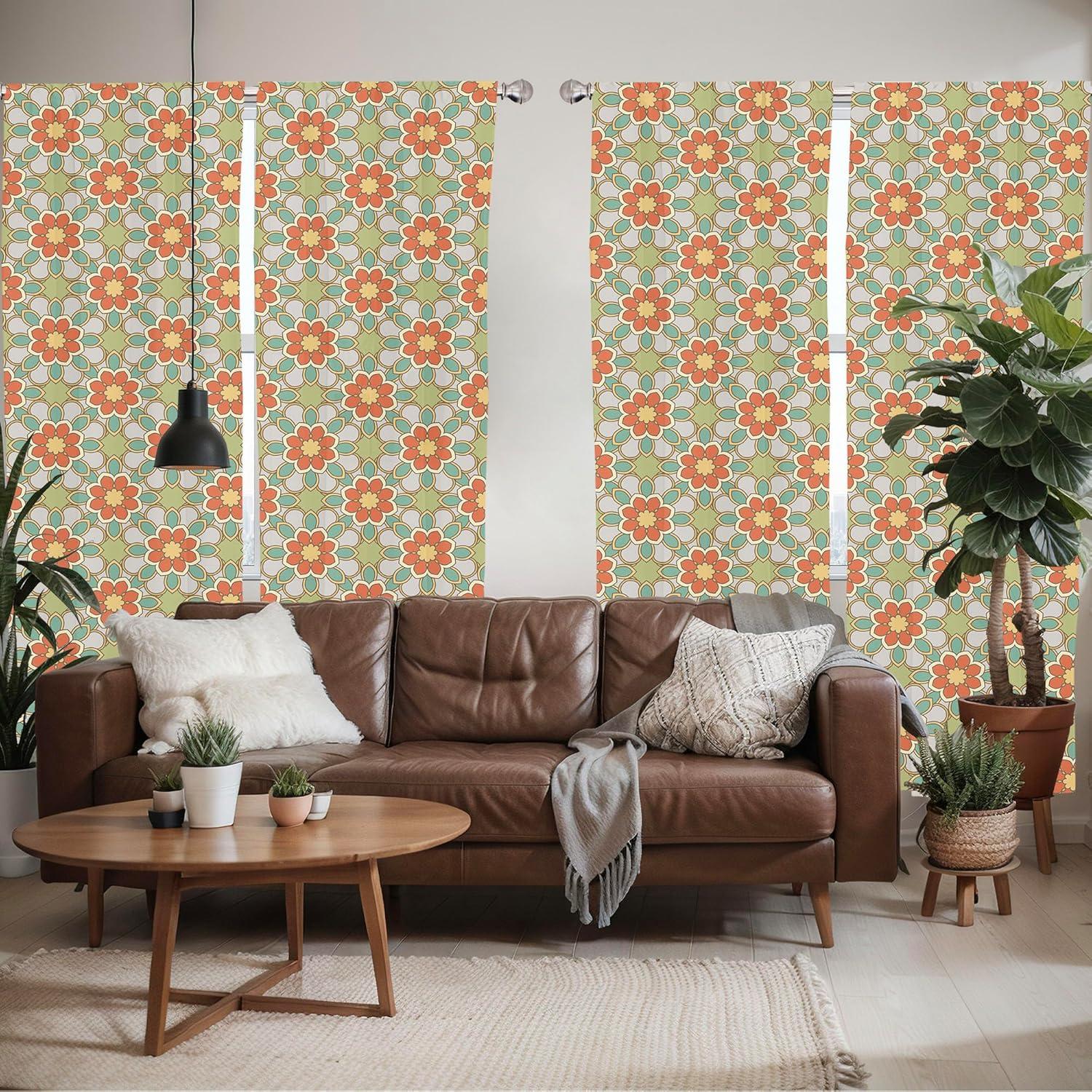 imageAmbesonne Boho Curtains Simplistic Ethnic Look Botanical Ornaments as Stripes Neutral Tones Window Treatments 2 Panel Set for Living Room Bedroom Pair of 28quot x 84quot Pale Khaki and Laurel GreenMulti Color