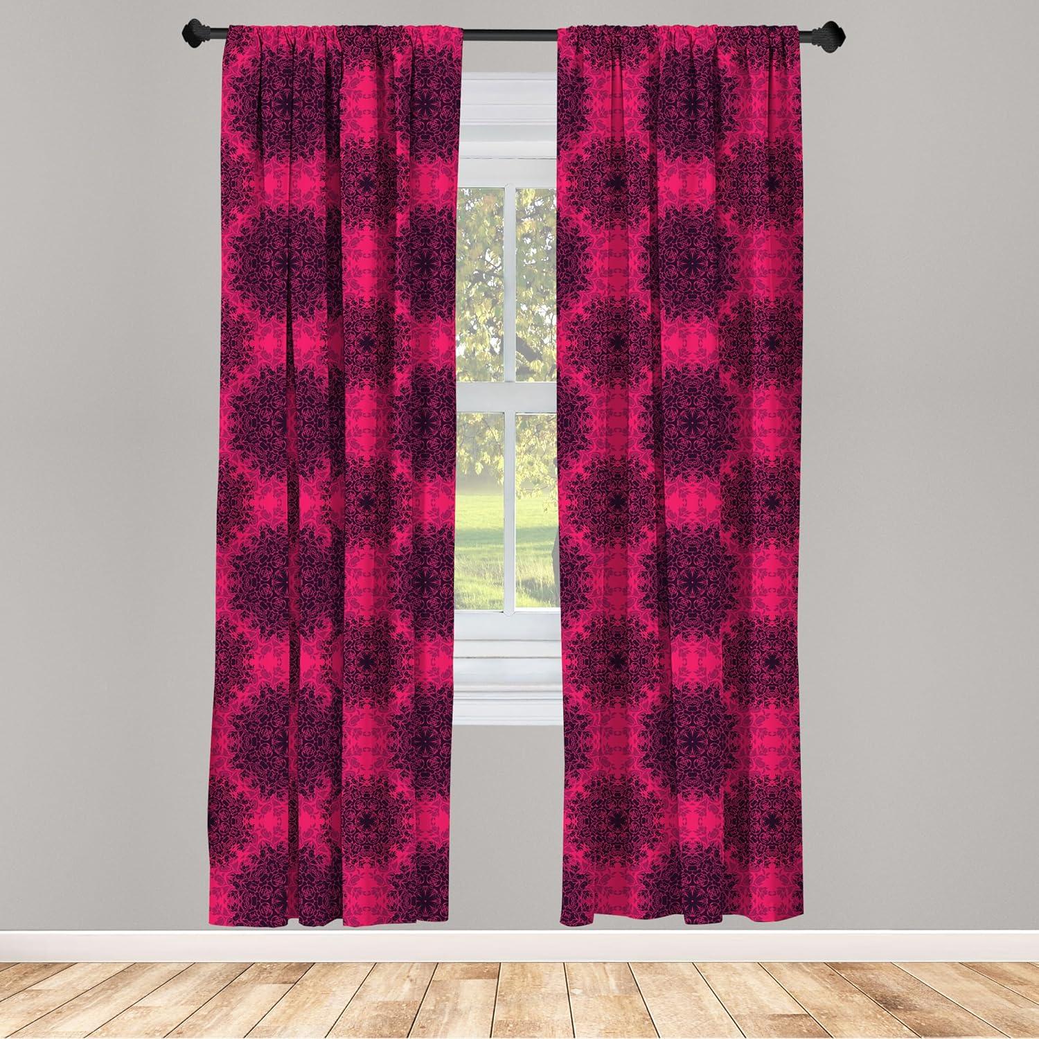 imageAmbesonne Boho Curtains Simplistic Ethnic Look Botanical Ornaments as Stripes Neutral Tones Window Treatments 2 Panel Set for Living Room Bedroom Pair of 28quot x 84quot Pale Khaki and Laurel GreenPurple Pink