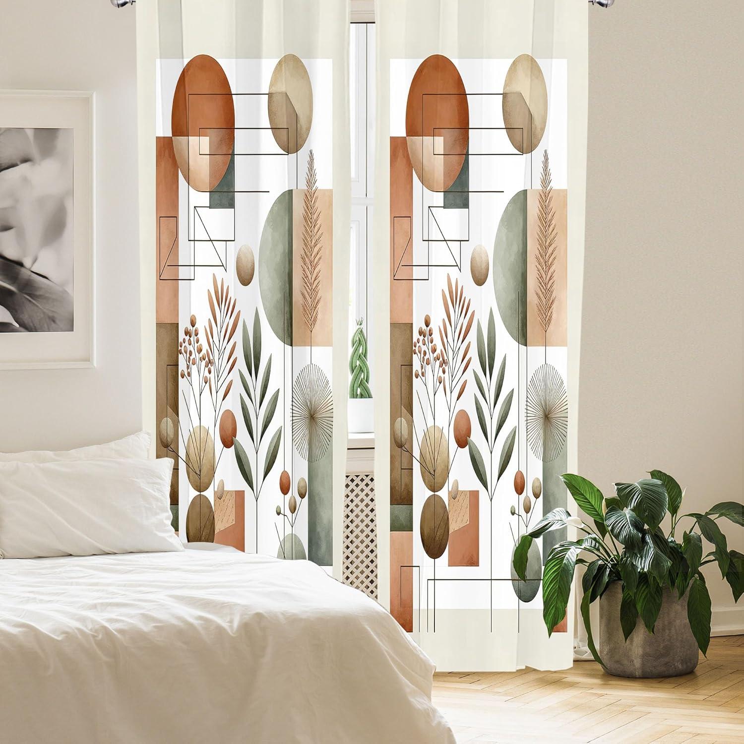 imageAmbesonne Boho Curtains Simplistic Ethnic Look Botanical Ornaments as Stripes Neutral Tones Window Treatments 2 Panel Set for Living Room Bedroom Pair of 28quot x 84quot Pale Khaki and Laurel GreenLaurel Green Cinnamon