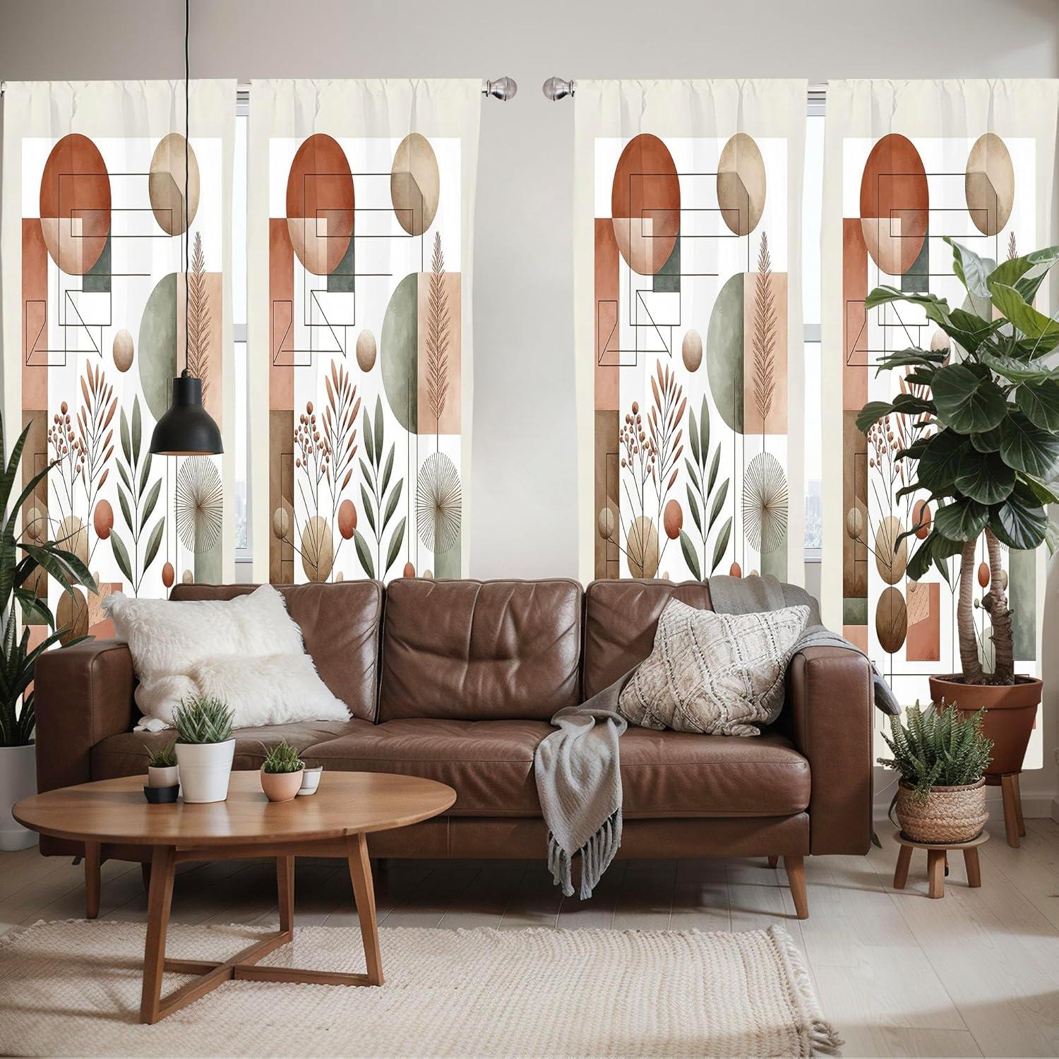 imageAmbesonne Boho Curtains Simplistic Ethnic Look Botanical Ornaments as Stripes Neutral Tones Window Treatments 2 Panel Set for Living Room Bedroom Pair of 28quot x 84quot Pale Khaki and Laurel GreenLaurel Green Cinnamon