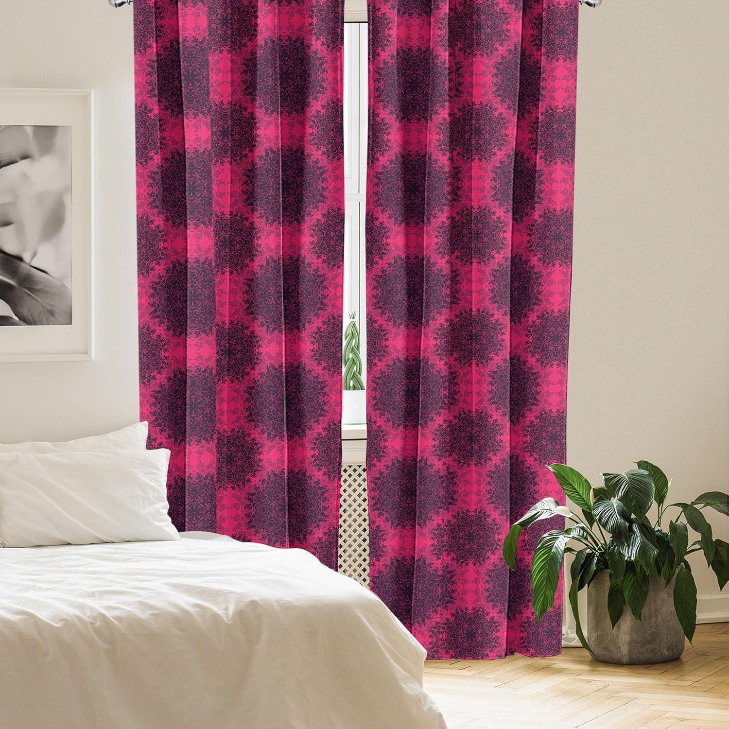 imageAmbesonne Boho Curtains Simplistic Ethnic Look Botanical Ornaments as Stripes Neutral Tones Window Treatments 2 Panel Set for Living Room Bedroom Pair of 28quot x 84quot Pale Khaki and Laurel GreenPurple Pink