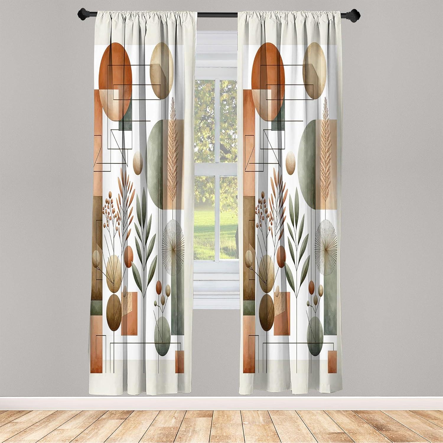 imageAmbesonne Boho Curtains Simplistic Ethnic Look Botanical Ornaments as Stripes Neutral Tones Window Treatments 2 Panel Set for Living Room Bedroom Pair of 28quot x 84quot Pale Khaki and Laurel GreenLaurel Green Cinnamon