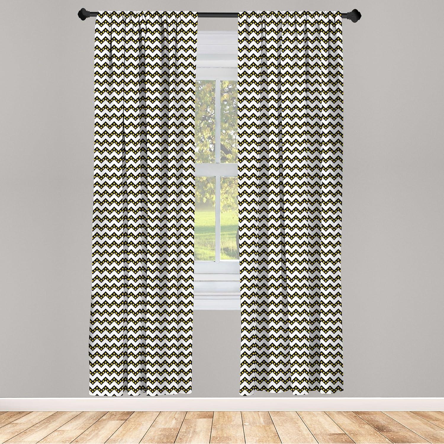 imageAmbesonne Boho Curtains Simplistic Ethnic Look Botanical Ornaments as Stripes Neutral Tones Window Treatments 2 Panel Set for Living Room Bedroom Pair of 28quot x 84quot Pale Khaki and Laurel GreenWhite and Yellow