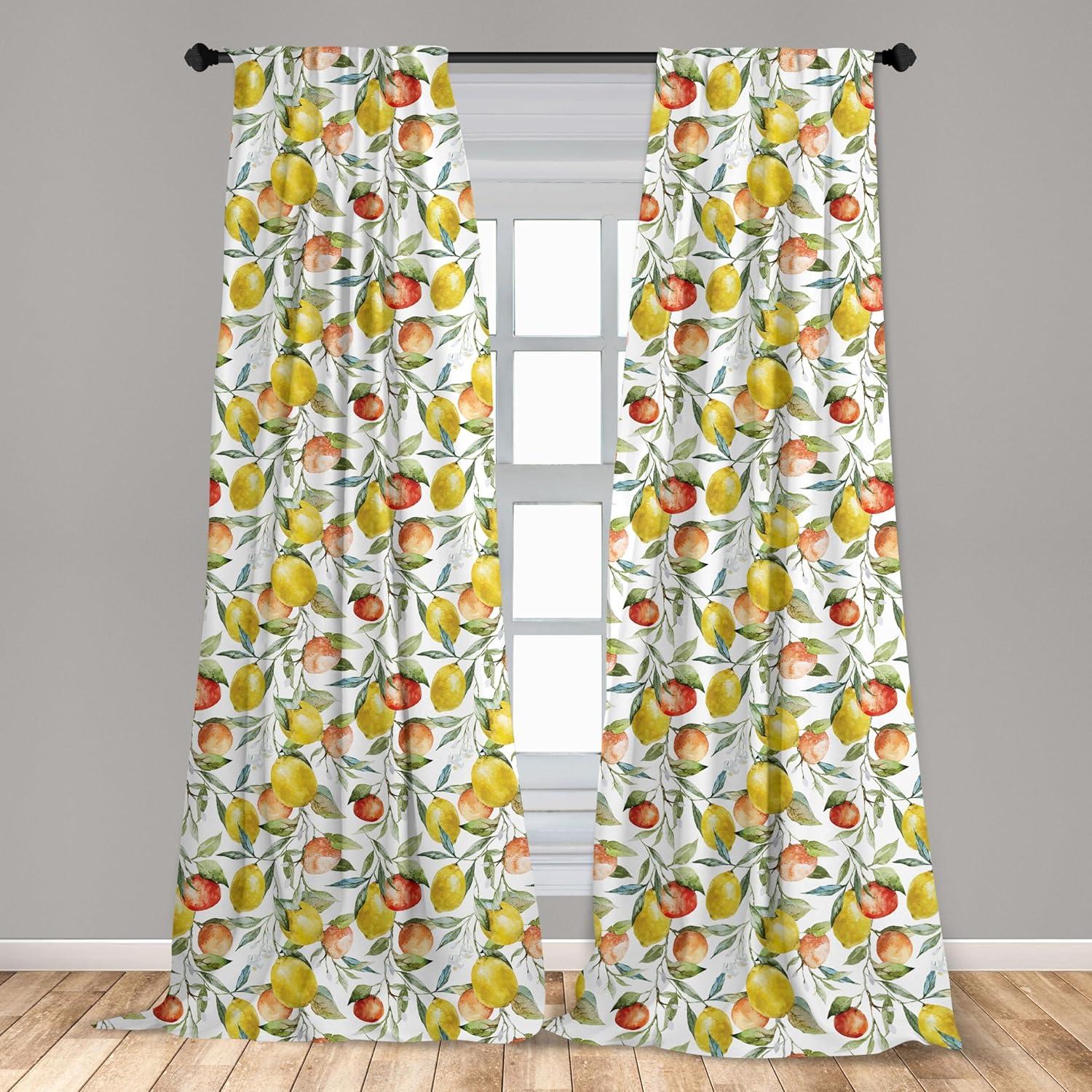imageAmbesonne Boho Curtains Simplistic Ethnic Look Botanical Ornaments as Stripes Neutral Tones Window Treatments 2 Panel Set for Living Room Bedroom Pair of 28quot x 84quot Pale Khaki and Laurel GreenWhite Yellow