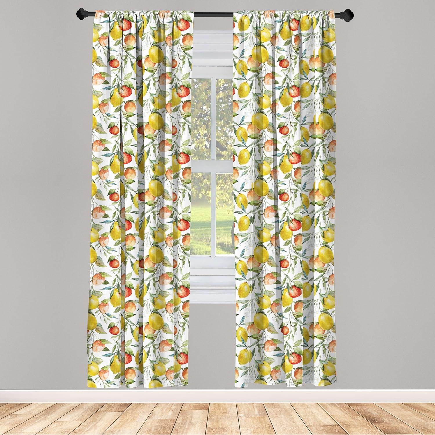 imageAmbesonne Boho Curtains Simplistic Ethnic Look Botanical Ornaments as Stripes Neutral Tones Window Treatments 2 Panel Set for Living Room Bedroom Pair of 28quot x 84quot Pale Khaki and Laurel GreenWhite Yellow