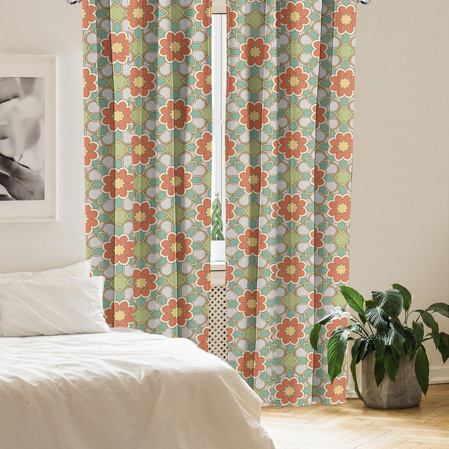 imageAmbesonne Boho Curtains Simplistic Ethnic Look Botanical Ornaments as Stripes Neutral Tones Window Treatments 2 Panel Set for Living Room Bedroom Pair of 28quot x 84quot Pale Khaki and Laurel GreenMulti Color