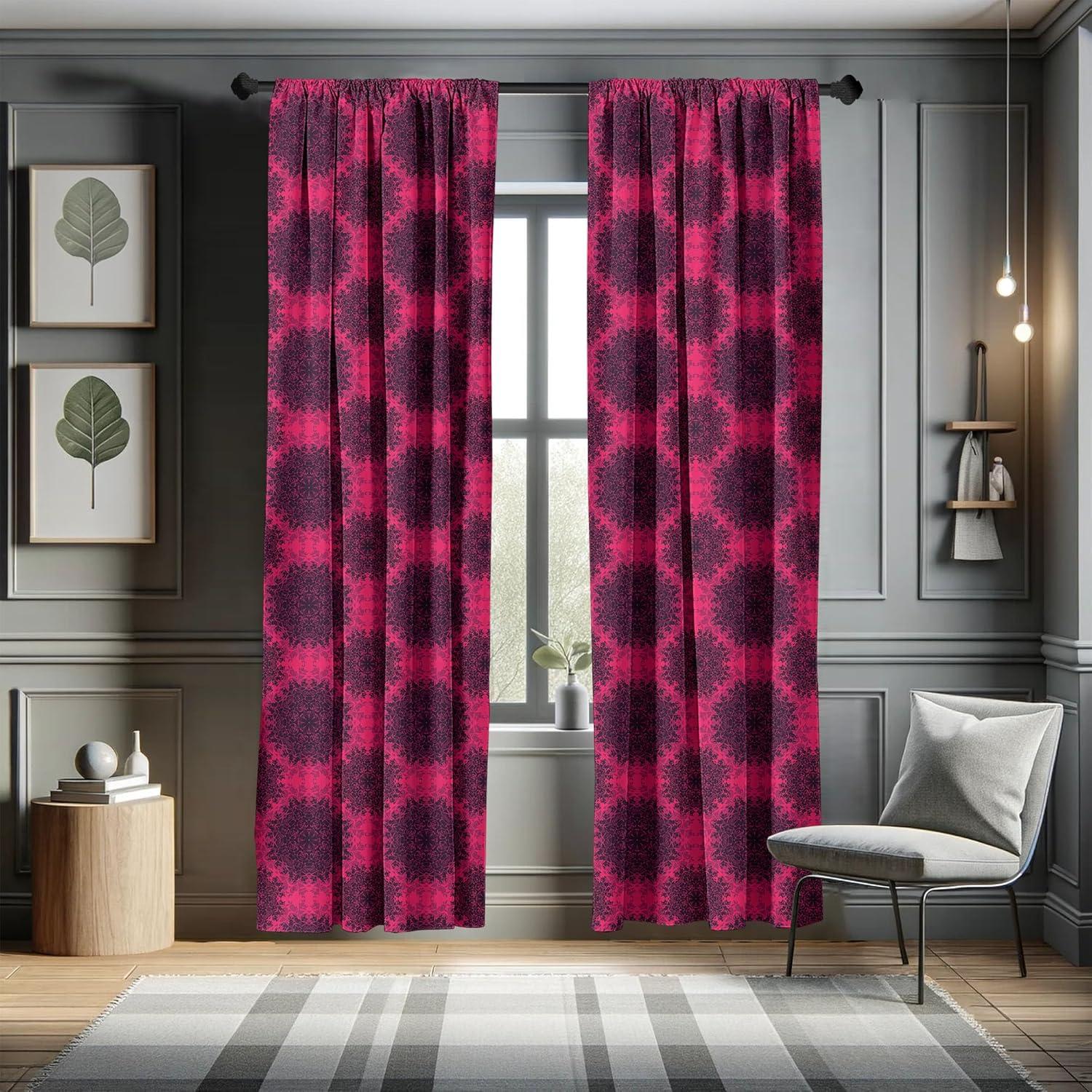 imageAmbesonne Boho Curtains Simplistic Ethnic Look Botanical Ornaments as Stripes Neutral Tones Window Treatments 2 Panel Set for Living Room Bedroom Pair of 28quot x 84quot Pale Khaki and Laurel GreenPurple Pink