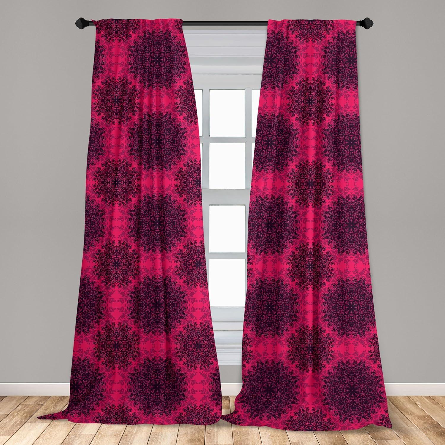 imageAmbesonne Boho Curtains Simplistic Ethnic Look Botanical Ornaments as Stripes Neutral Tones Window Treatments 2 Panel Set for Living Room Bedroom Pair of 28quot x 84quot Pale Khaki and Laurel GreenPurple Pink