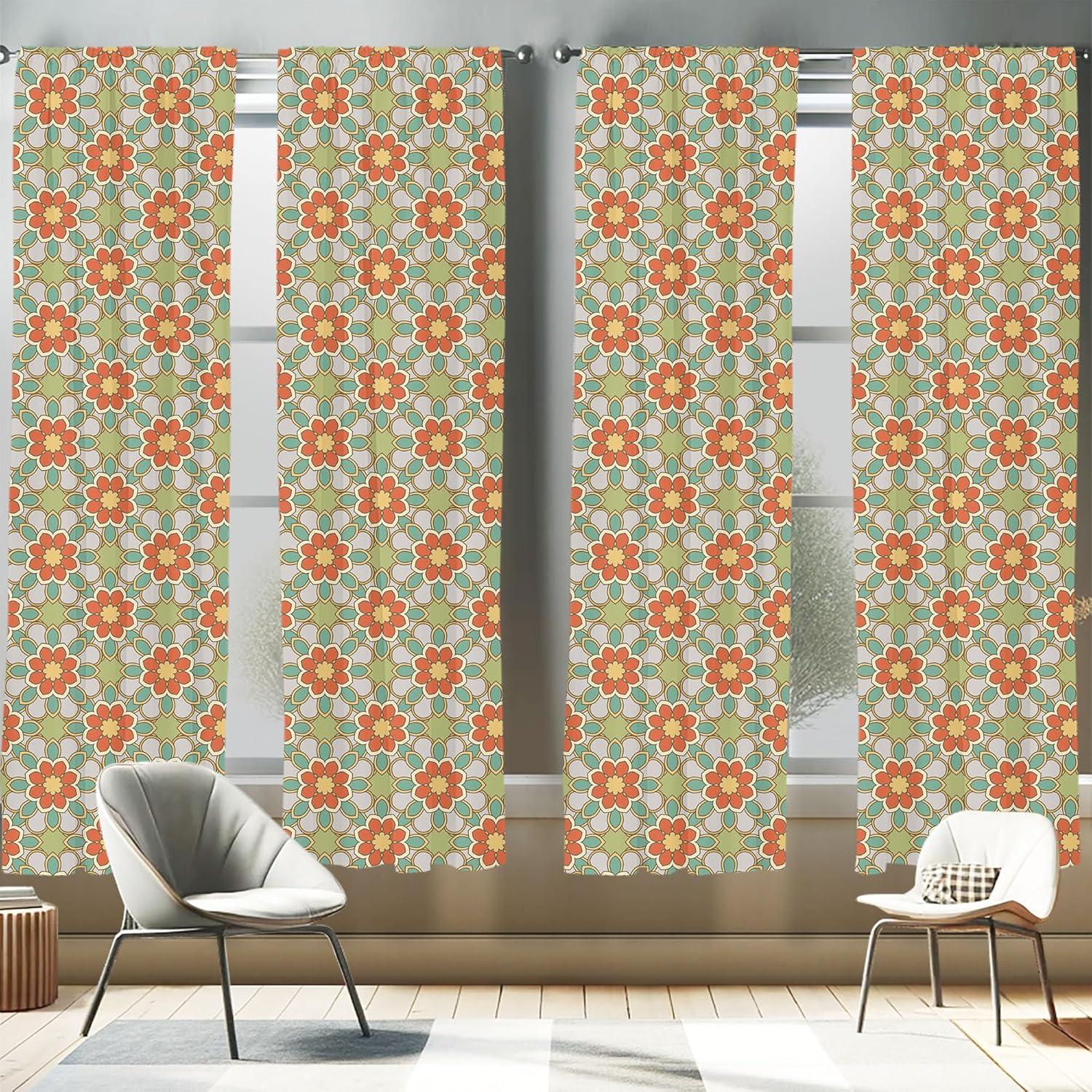 imageAmbesonne Boho Curtains Simplistic Ethnic Look Botanical Ornaments as Stripes Neutral Tones Window Treatments 2 Panel Set for Living Room Bedroom Pair of 28quot x 84quot Pale Khaki and Laurel GreenMulti Color