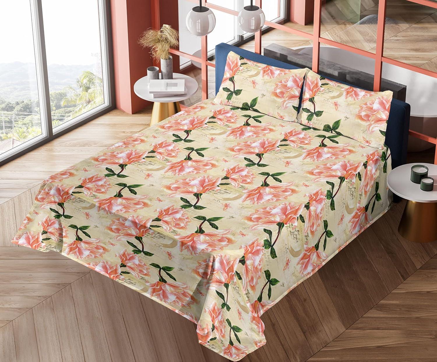 imageAmbesonne Butterflies Sheet Set Watercolor Design Branches Spring Life on Neutral Colored Backdrop Fitted and Flat Sheet with Pillowcases Bedding Accent 4 Piece Set Queen Pale Grey Sepia BlushBeige Coral and Green