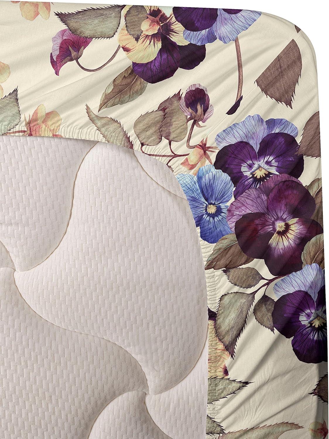 imageAmbesonne Butterflies Sheet Set Watercolor Design Branches Spring Life on Neutral Colored Backdrop Fitted and Flat Sheet with Pillowcases Bedding Accent 4 Piece Set Queen Pale Grey Sepia BlushDark Coral and Champagne