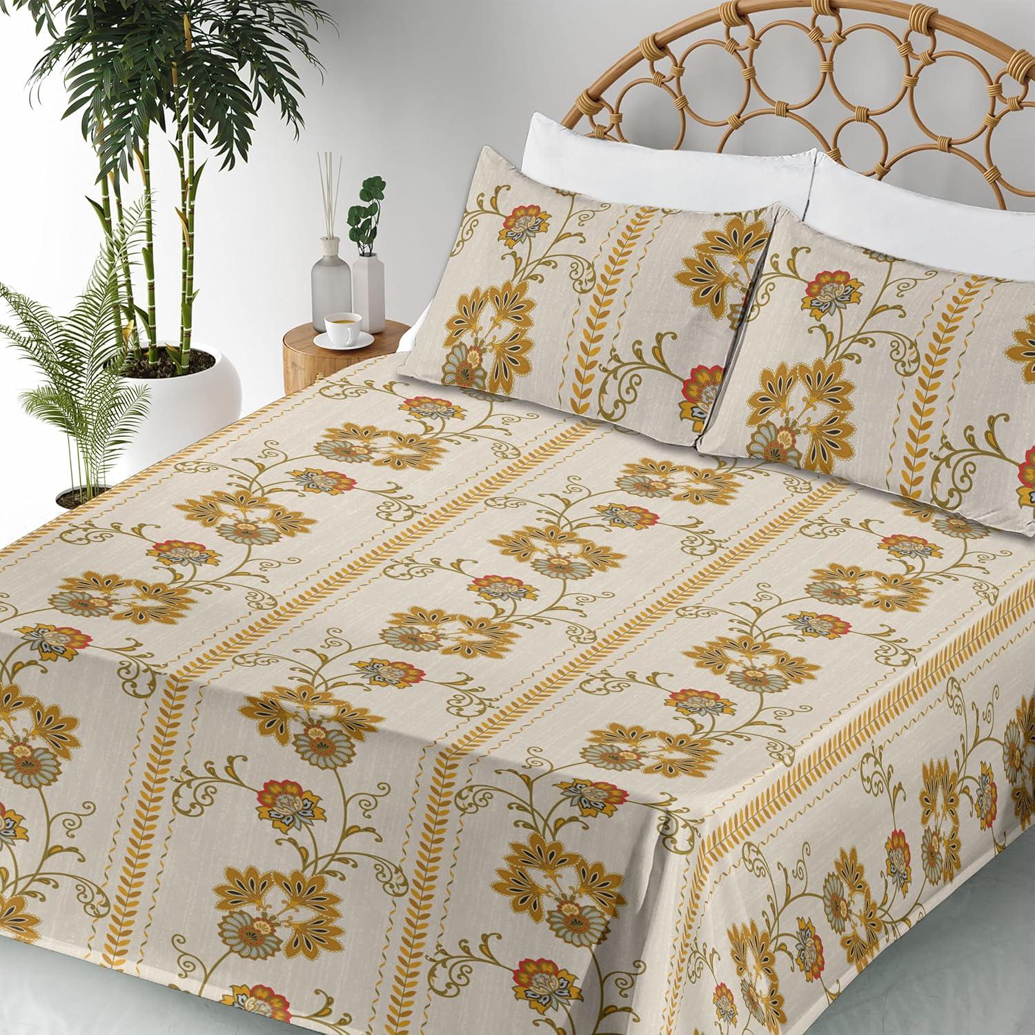 imageAmbesonne Butterflies Sheet Set Watercolor Design Branches Spring Life on Neutral Colored Backdrop Fitted and Flat Sheet with Pillowcases Bedding Accent 4 Piece Set Queen Pale Grey Sepia BlushPale Tan Dark Yellow