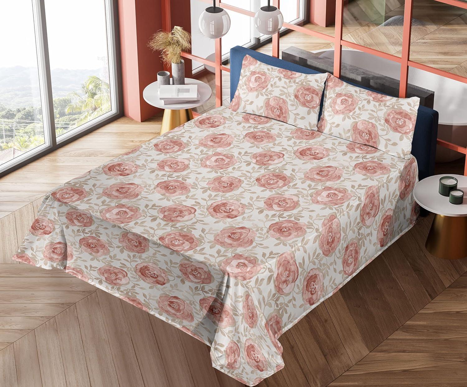 imageAmbesonne Butterflies Sheet Set Watercolor Design Branches Spring Life on Neutral Colored Backdrop Fitted and Flat Sheet with Pillowcases Bedding Accent 4 Piece Set Queen Pale Grey Sepia BlushPale Rose Eggshell