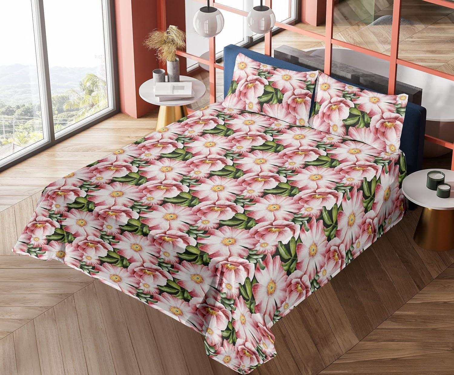 imageAmbesonne Butterflies Sheet Set Watercolor Design Branches Spring Life on Neutral Colored Backdrop Fitted and Flat Sheet with Pillowcases Bedding Accent 4 Piece Set Queen Pale Grey Sepia BlushPistachio Green Blush