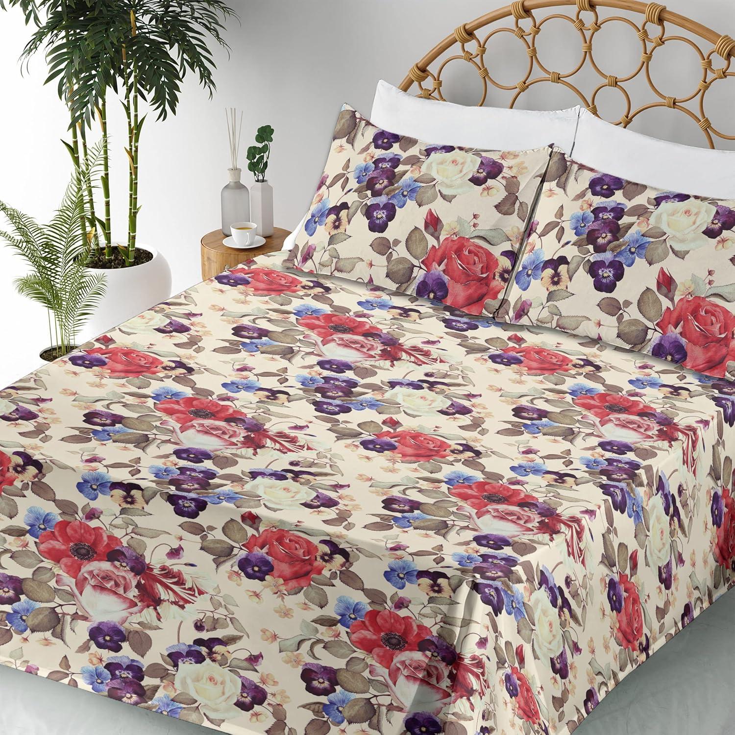 imageAmbesonne Butterflies Sheet Set Watercolor Design Branches Spring Life on Neutral Colored Backdrop Fitted and Flat Sheet with Pillowcases Bedding Accent 4 Piece Set Queen Pale Grey Sepia BlushDark Coral and Champagne