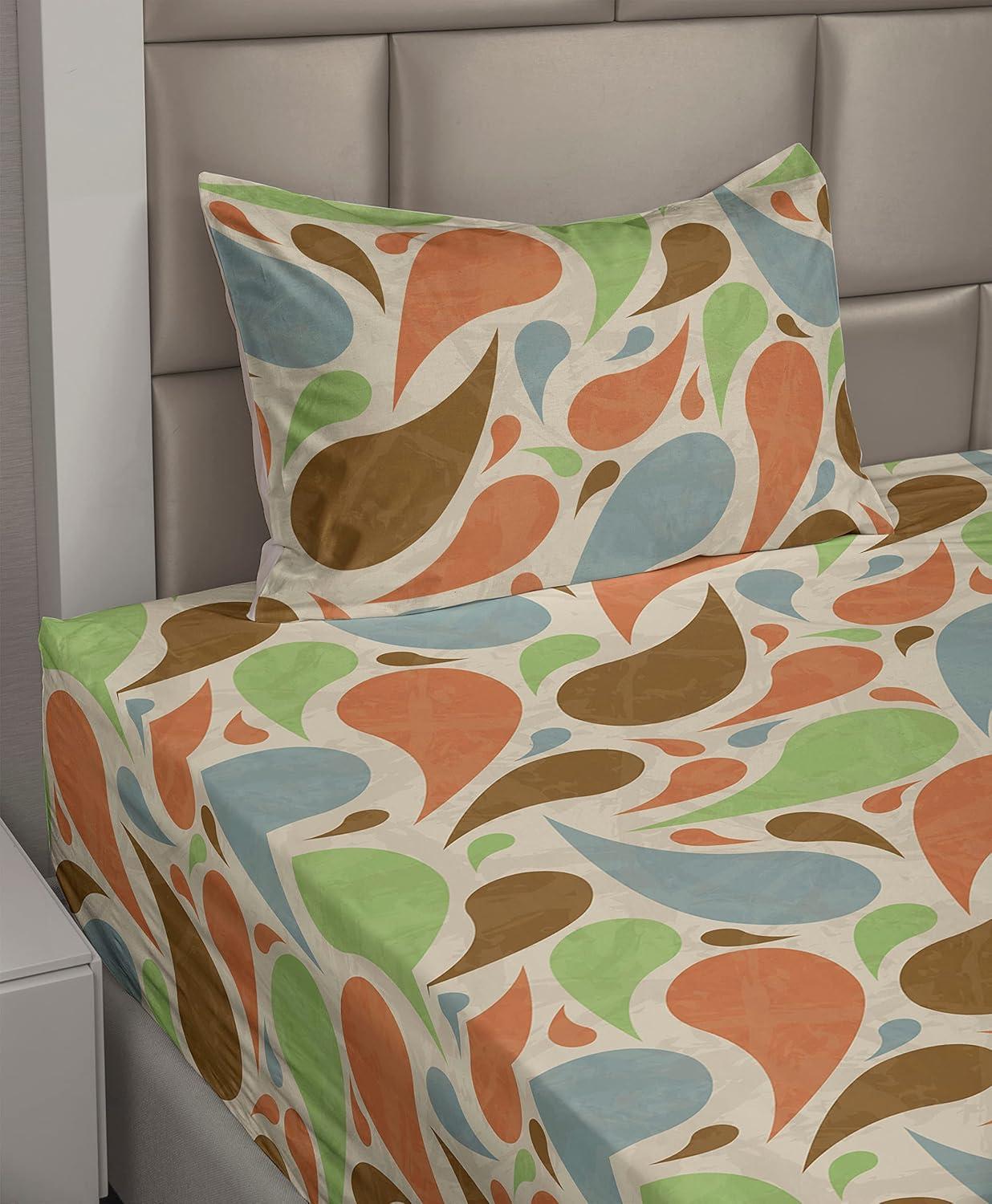 imageAmbesonne Butterflies Sheet Set Watercolor Design Branches Spring Life on Neutral Colored Backdrop Fitted and Flat Sheet with Pillowcases Bedding Accent 4 Piece Set Queen Pale Grey Sepia BlushBurnt Sienna Cadet Blue